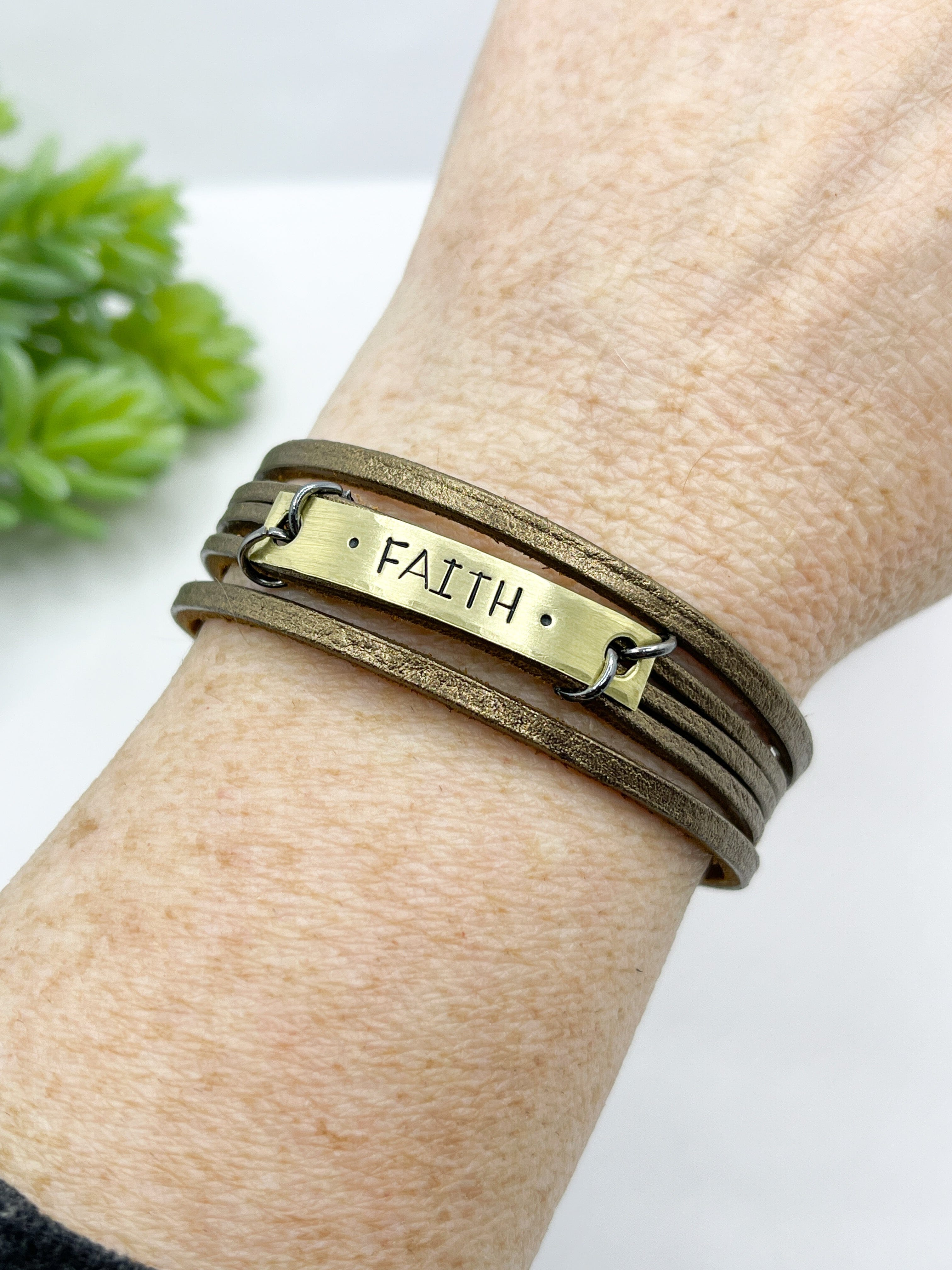 2024 WORD OF THE YEAR MiNi Wrap Leather Bracelet | Personalized | Adjustable Leather Wrap Create Hope Cuffs