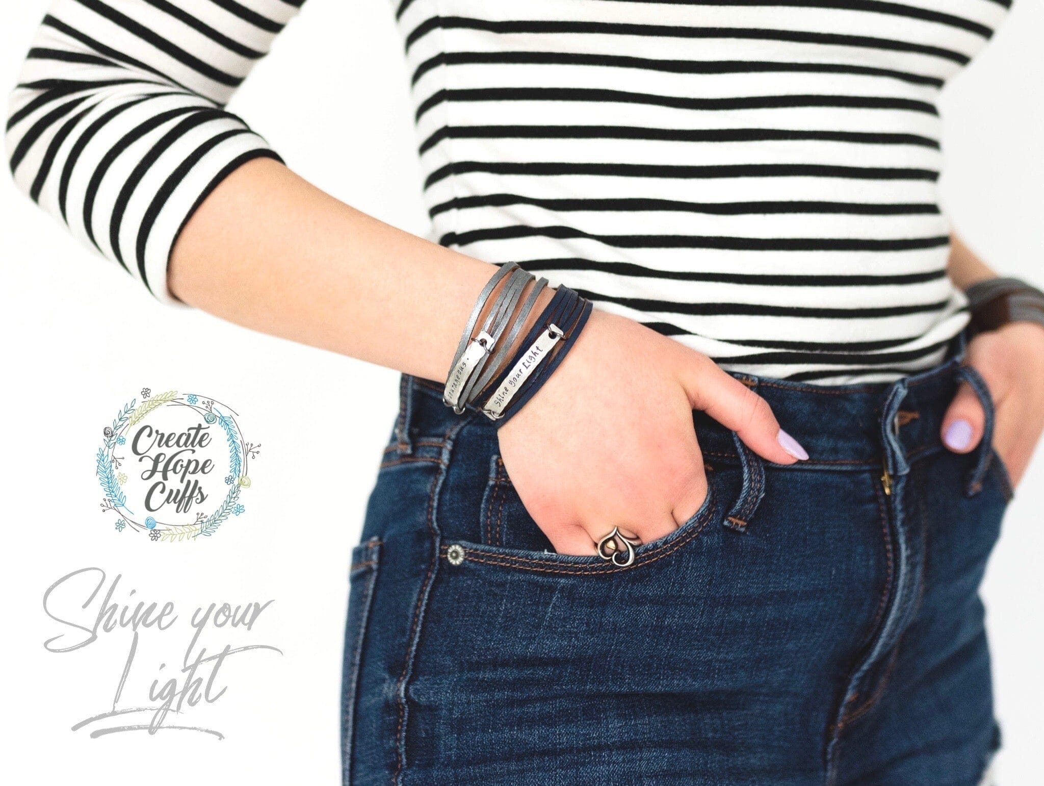 2024 WORD OF THE YEAR MiNi Wrap Leather Bracelet | Personalized | Adjustable Leather Wrap Create Hope Cuffs