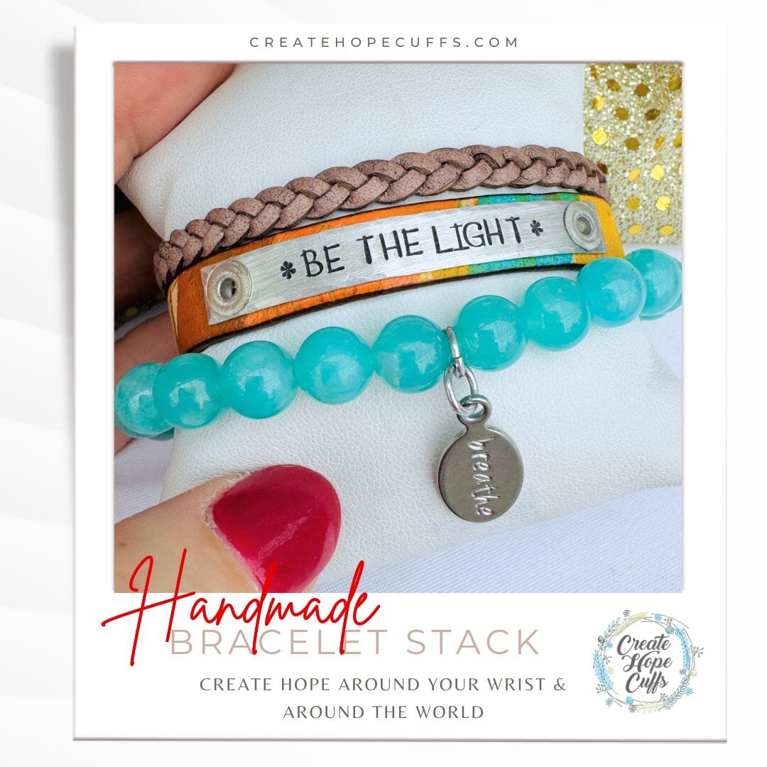 BE THE LIGHT Sunrise Splash Stack | Skinny Leather Set | 3 pieces | Bracelets | Womens Skinny Bracelets Create Hope Cuffs