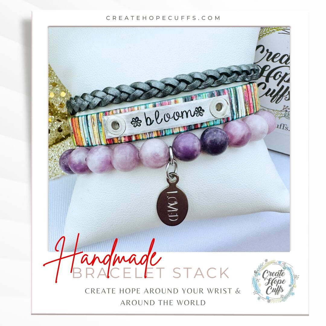 BLOOM Multi-Shimmer Stack | Skinny Leather Set | 3 pieces | Bracelets | Womens Skinny Bracelets Create Hope Cuffs