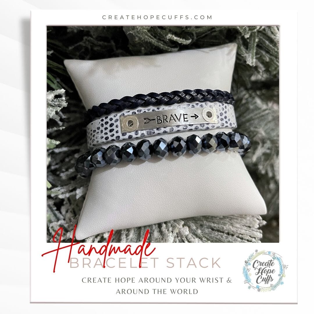 BRAVE Lizard White Stack | Skinny Leather Set | 3 pieces | Bracelets | Womens Skinny Bracelets Create Hope Cuffs