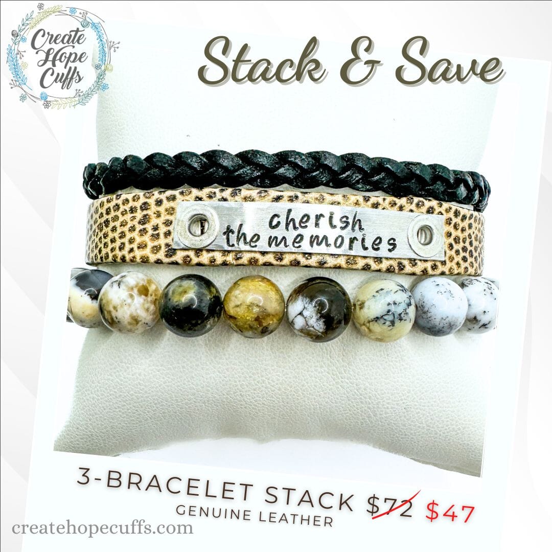 CHERISH Stack | Skinny Leather Stack Set | 3 pieces | Bracelets | Womens Skinny Bracelets Create Hope Cuffs