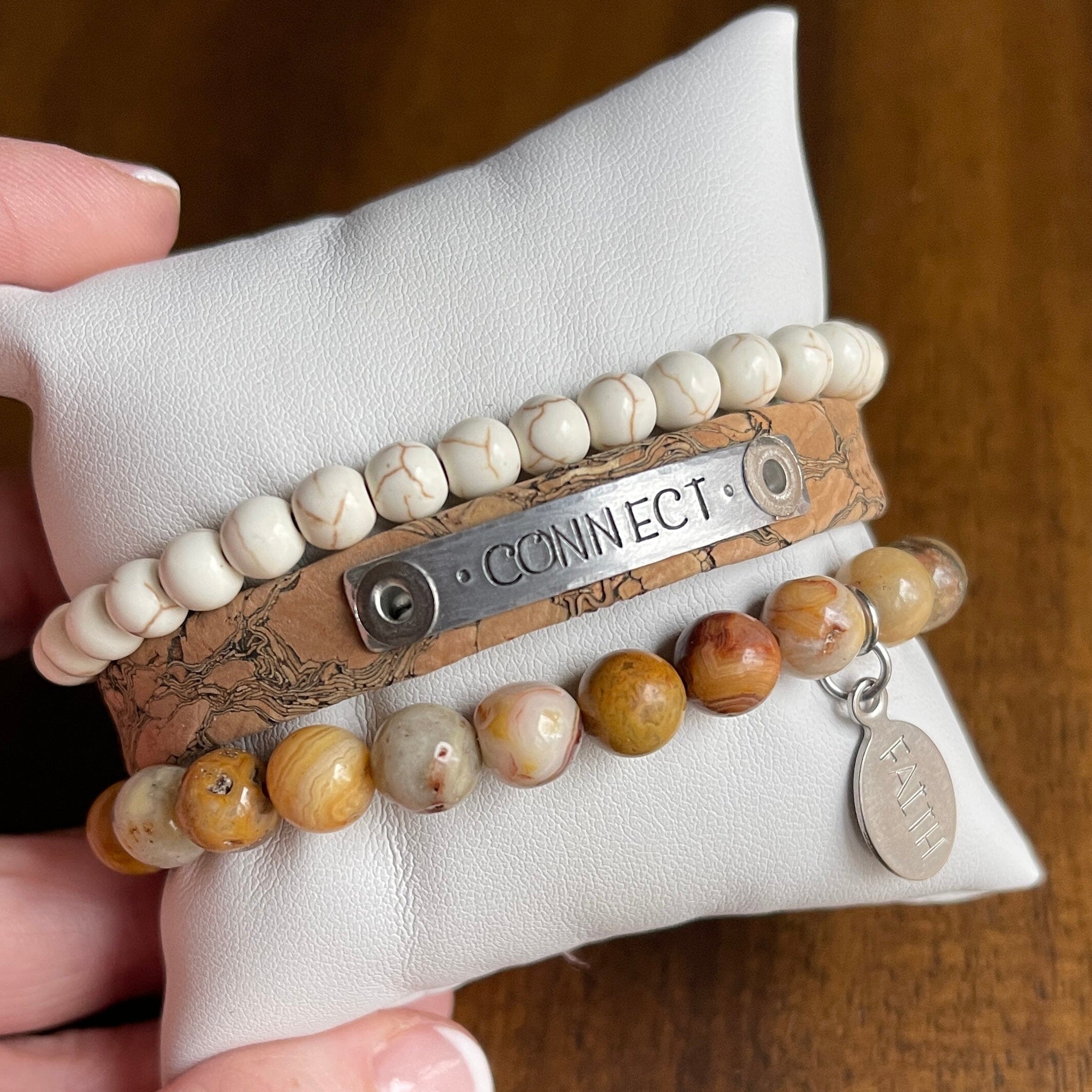 CONNECT Natural Vein Stack | Skinny Cork Set | 3 pieces | Bracelets | Womens Skinny Bracelets Create Hope Cuffs