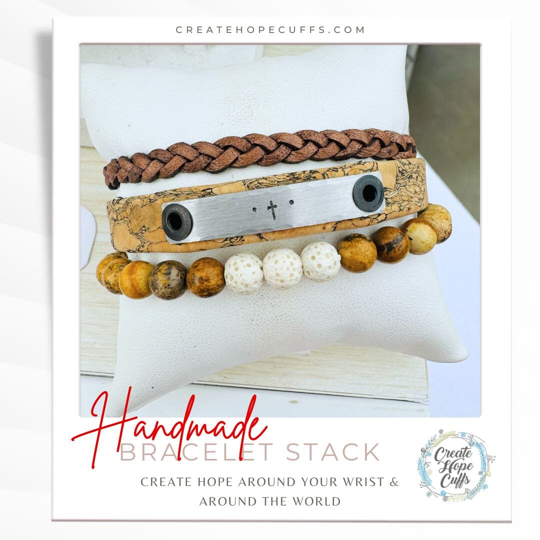 CROSS Natural Vein Stack | Skinny Cork Set | 3 pieces | Bracelets | Womens Skinny Bracelets Create Hope Cuffs