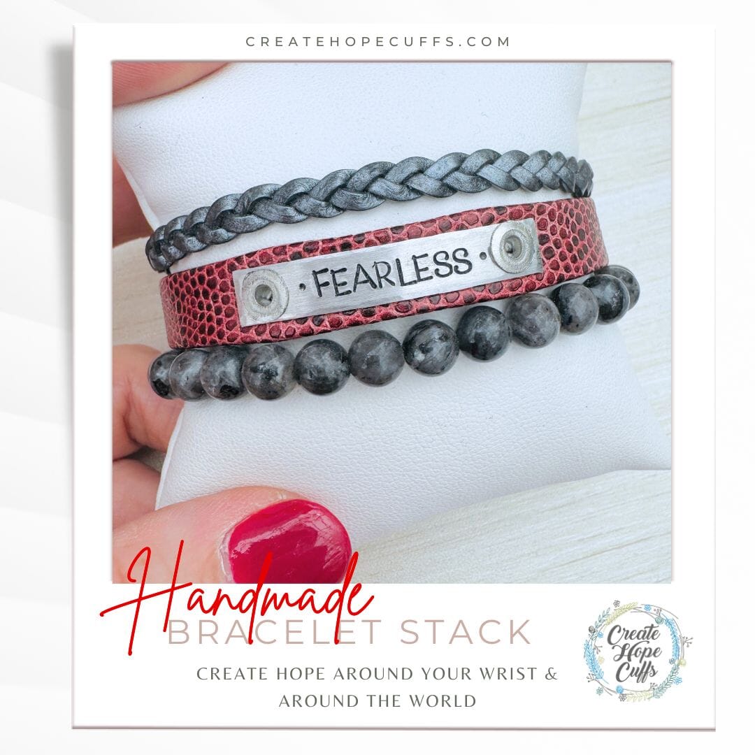 FEARLESS Maroon Lizard Stack | Skinny Leather Set | 3 pieces | Bracelets | Womens Skinny Bracelets Create Hope Cuffs