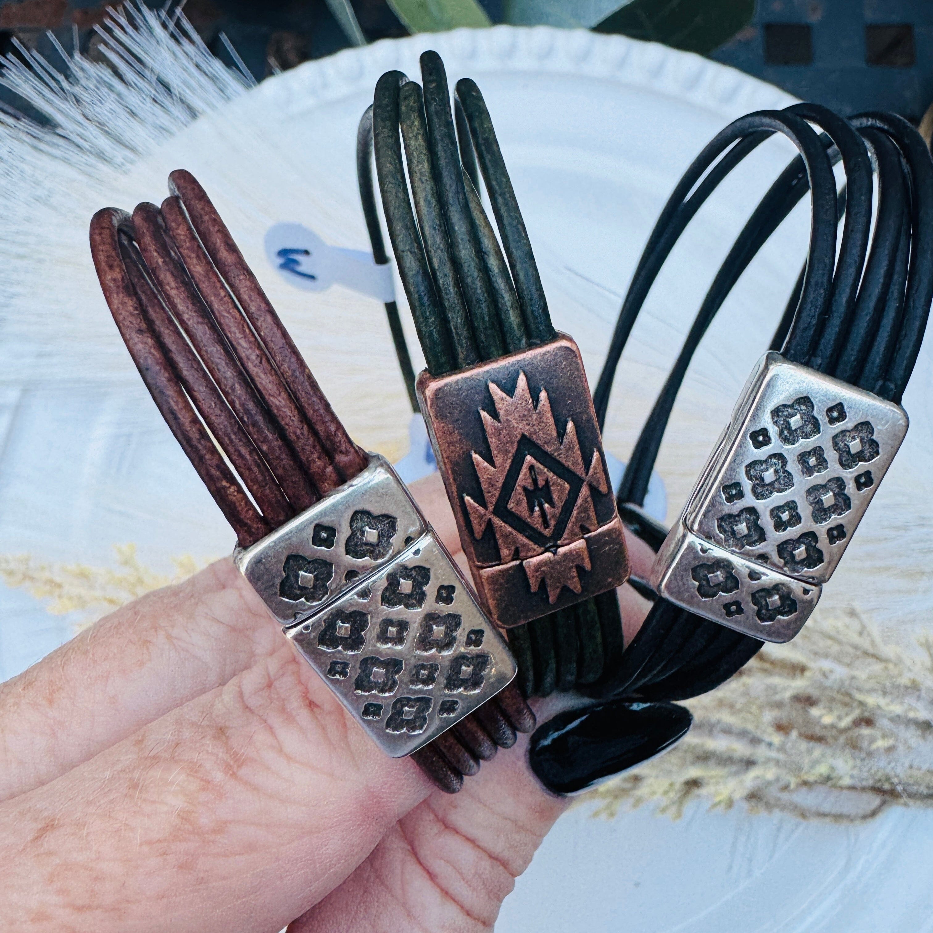 Magnetic Wrap | 5-Strand Bracelet | 6 Color Options | Genuine Leather | Women Create Hope Cuffs