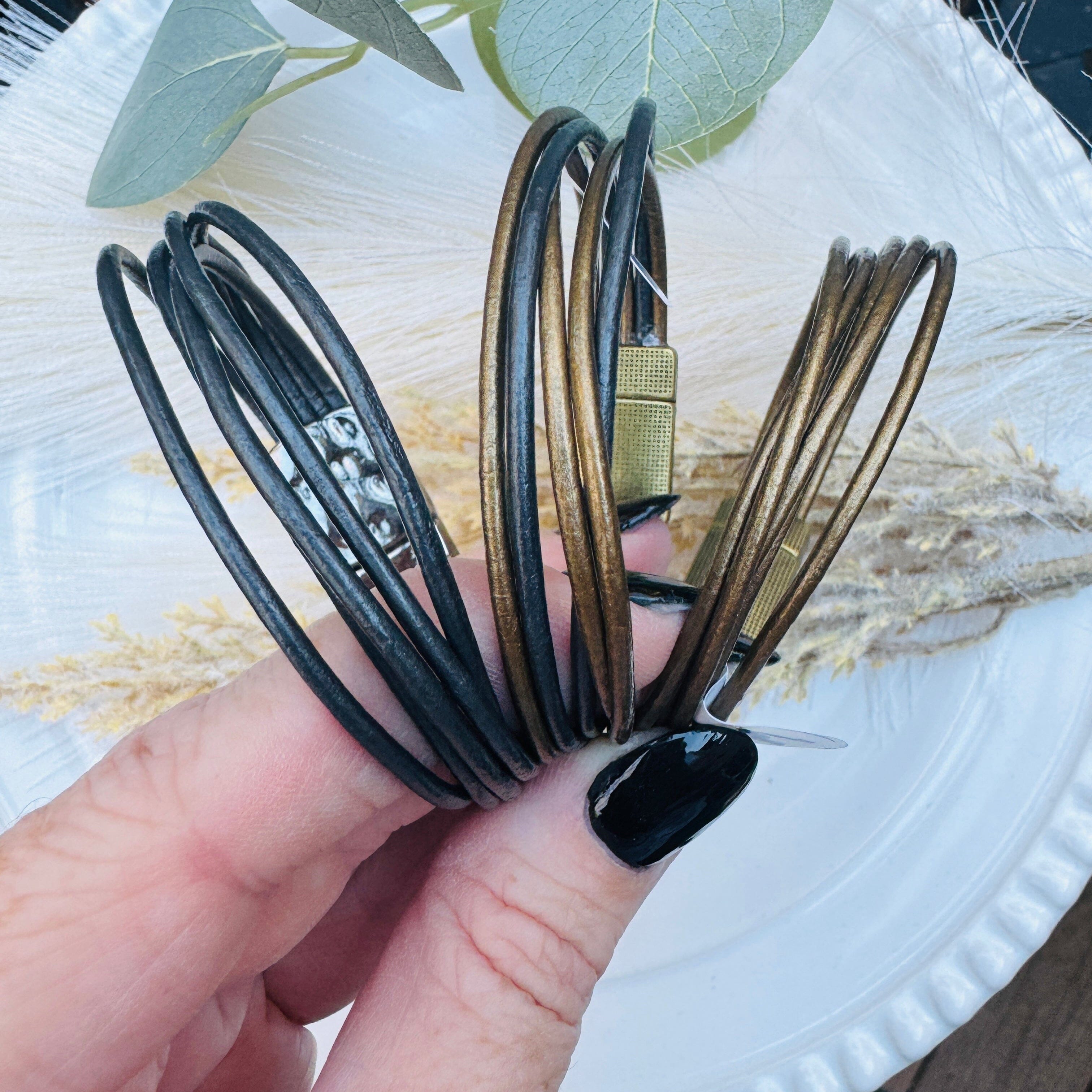 Magnetic Wrap | 5-Strand Bracelet | 6 Color Options | Genuine Leather | Women Create Hope Cuffs