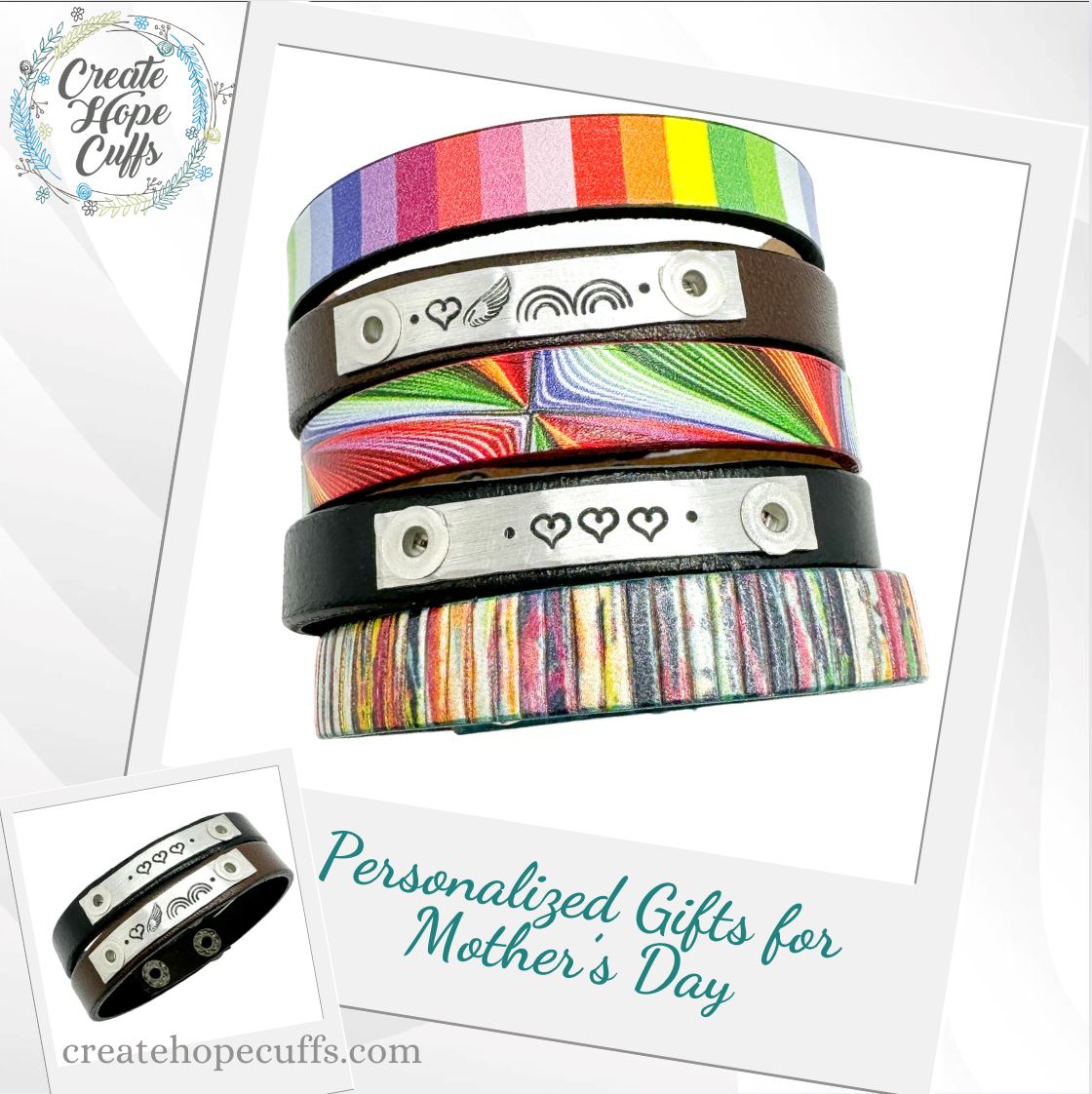 MOM's Love | Choose your Symbols | 5 Color Options | Leather Skinny Bracelet | Adjustable Skinny Bracelets Create Hope Cuffs 