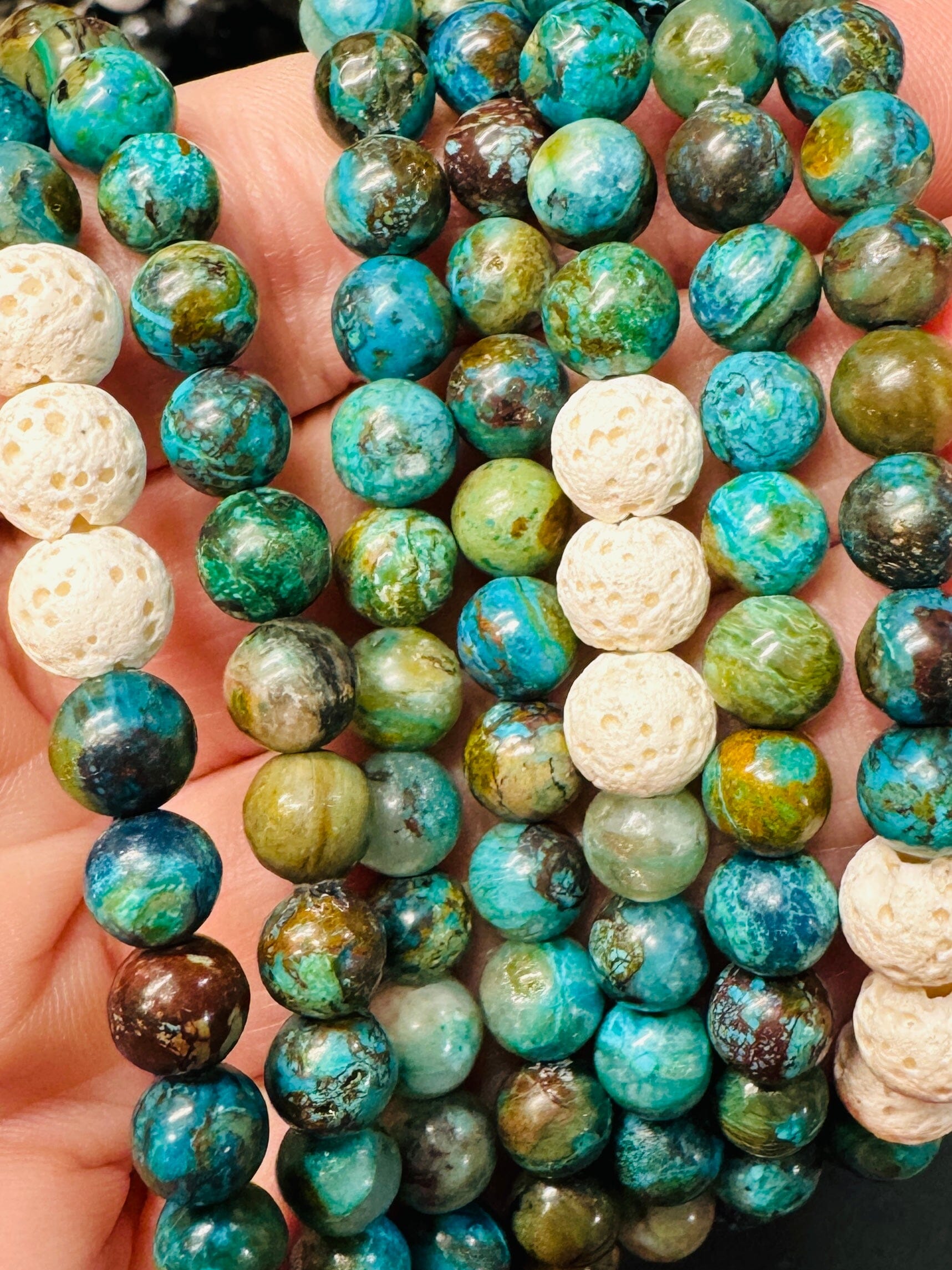 NEW! Chrysocolla Lava Bead Bracelet | 6mm | Gemstone | Womens Bracelets Create Hope Cuffs