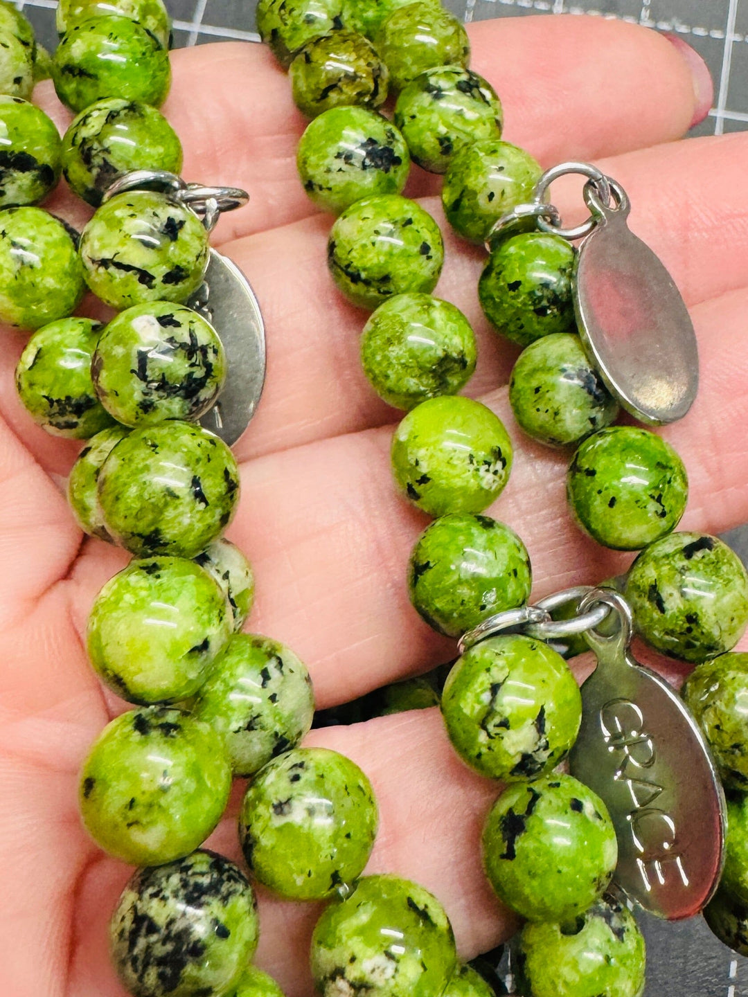 NEW! Green Apple Agate Bead Bracelet | GRACE Charm | 8mm | Gemstone | Womens Bracelets Create Hope Cuffs
