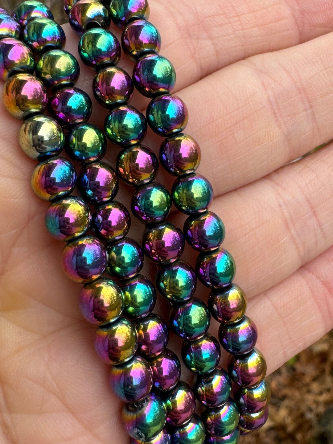 NEW! Rainbow Hematite Bead Bracelet | 6mm | Gemstone | Womens Bracelets Create Hope Cuffs