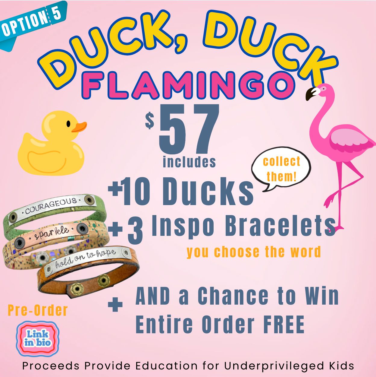 Pre Order 🐤 Duck Duck Flamingo | Choose 3, 6 or 10 Duckies | Live Sale | TikTok Skinny Bracelets Create Hope Cuffs 10 Duckies + 3 Skinny Word bracelets (no beads)