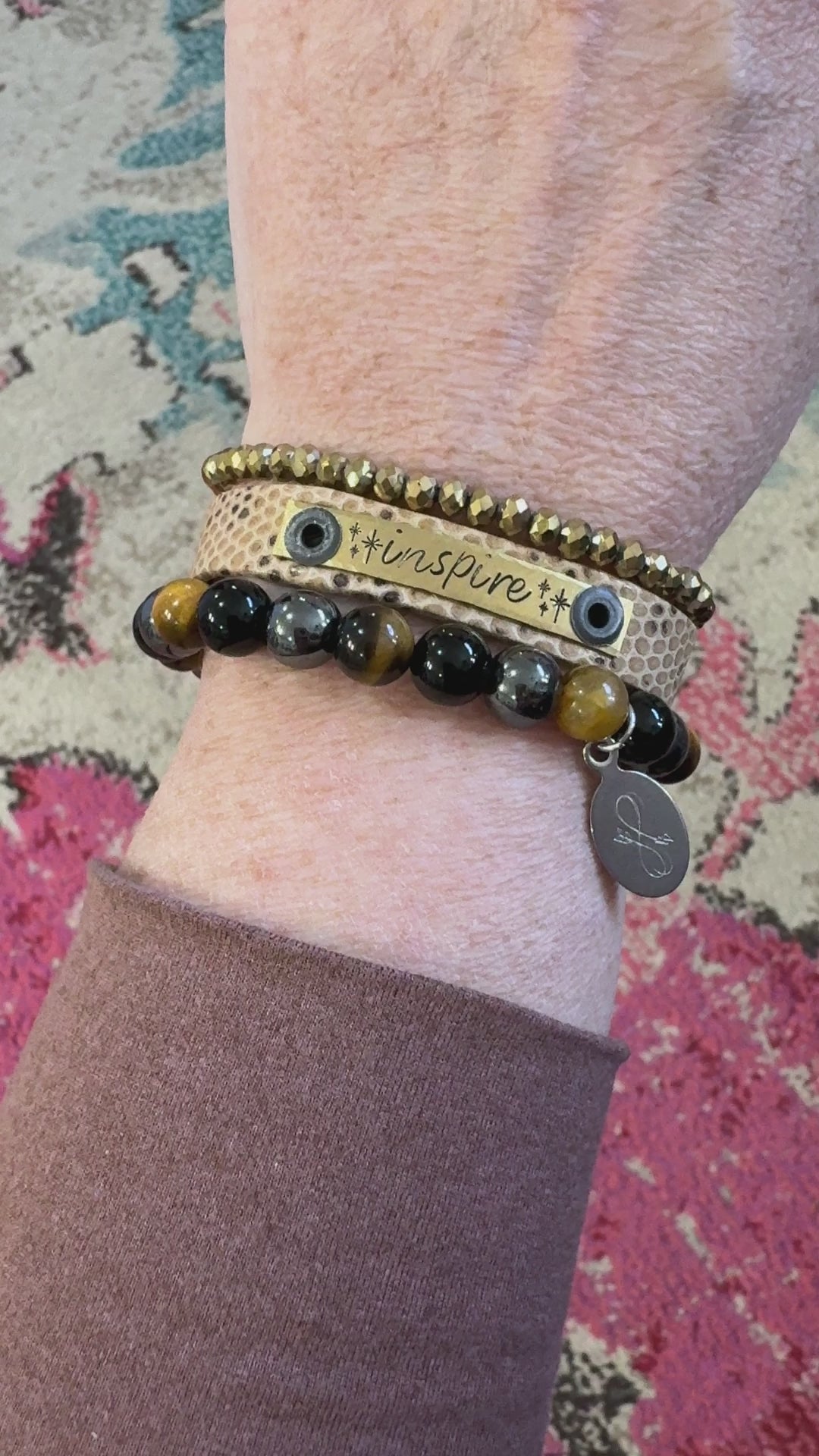 Lizard Tan INSPIRE Stack | Skinny Leather Stack Set | 3 pieces | Bracelets | Womens
