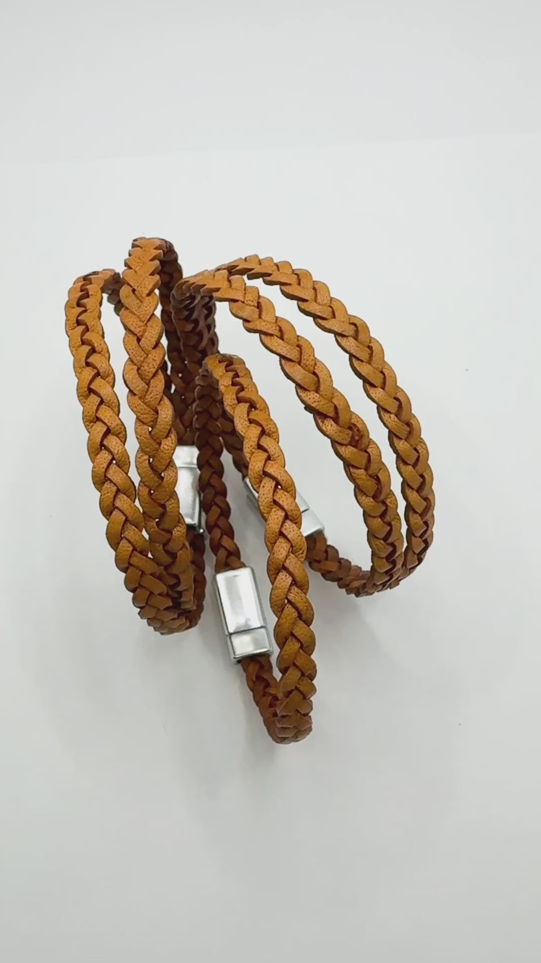 5mm FLAT Braided Leather Bracelets | SET A | 8 colors | Magnetic Closure | Unisex
