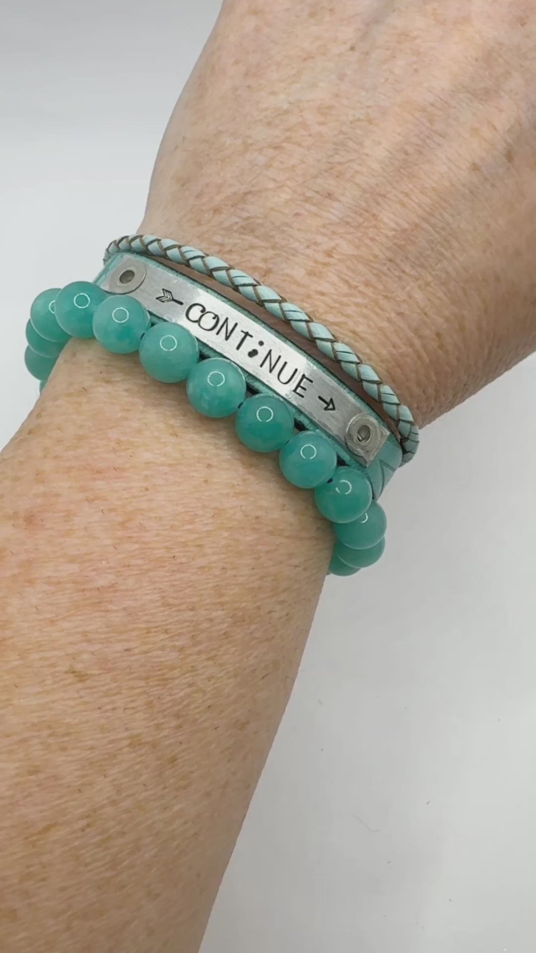 CONT;NUE Semi-Colon Southwestern Turquoise | Skinny Leather Bracelet | Women Teens | Adjustable