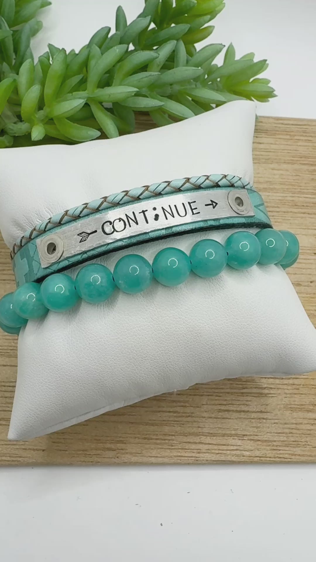 CONTiNUE Turquoise Stack | Skinny Leather Stack Set | 3 pieces | Bracelets | Womens