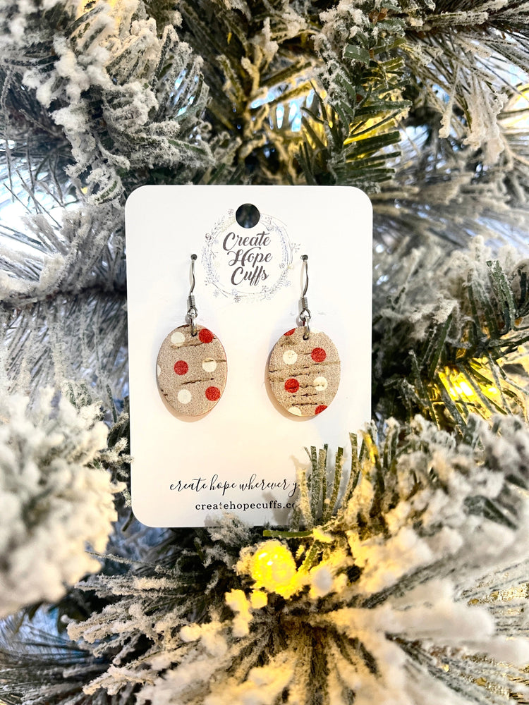 Red Polka Dot | 2 Styles | Leather Earrings | Hypoallergenic | Women Leather Earrings Create Hope Cuffs 1.25" Oval (no wood)