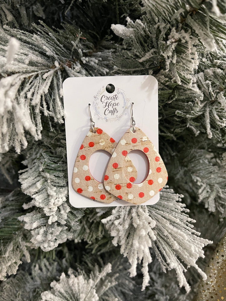 Red Polka Dot | 2 Styles | Leather Earrings | Hypoallergenic | Women Leather Earrings Create Hope Cuffs 2.5" Open Chunky Triangle