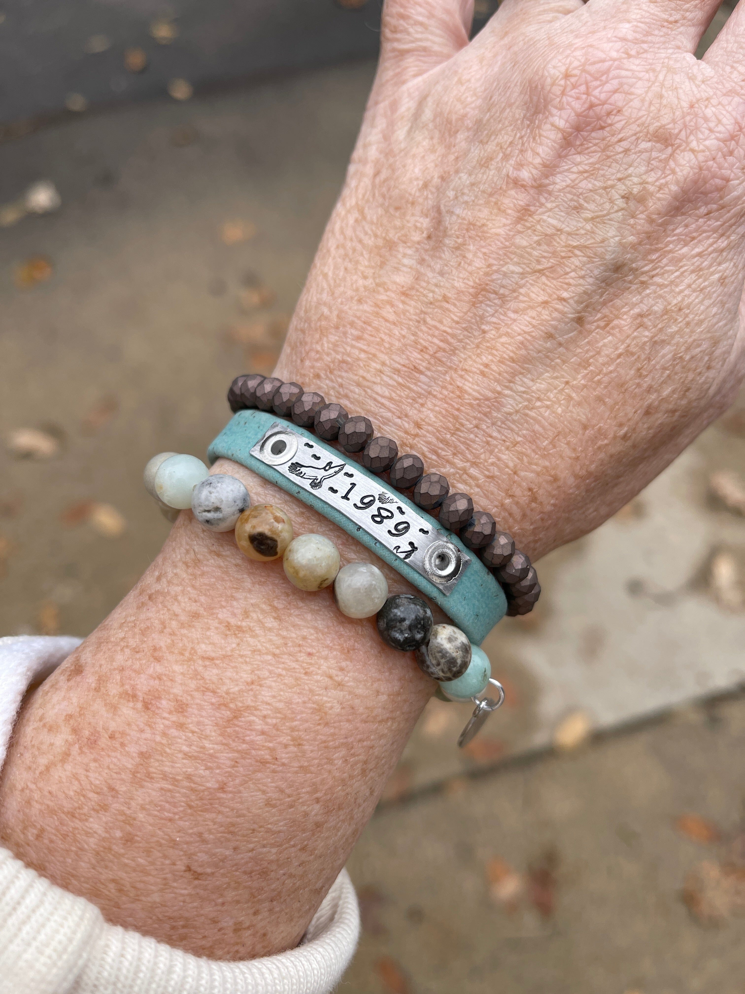 STACK SET | 1989 Sky Blue Cork | Skinny Set Bracelets | Womens Skinny Bracelets Create Hope Cuffs 