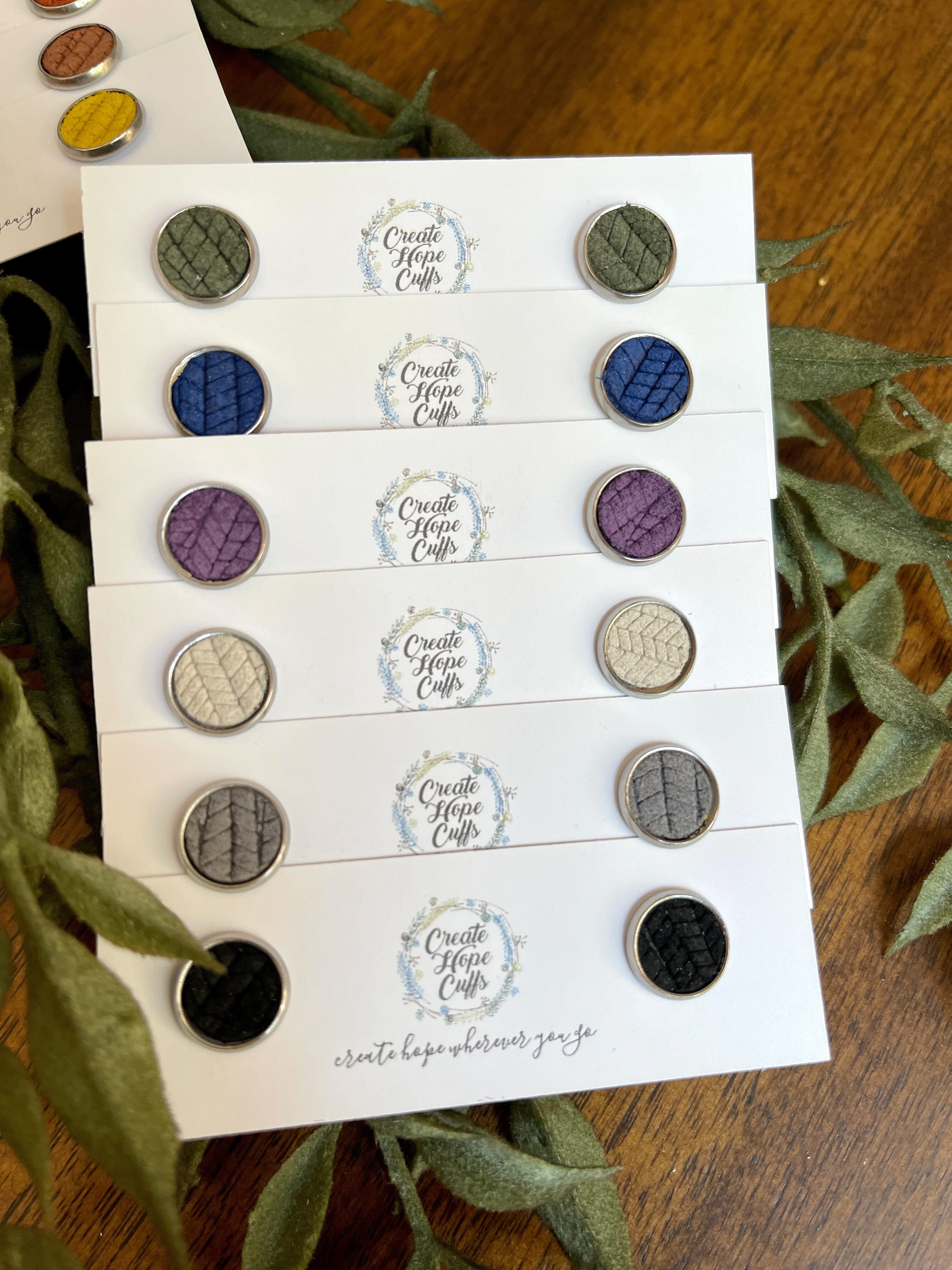 Textured STUD | 10mm | 12 Colors | Leather Earrings, Hypoallergenic Leather Earrings Create Hope Cuffs
