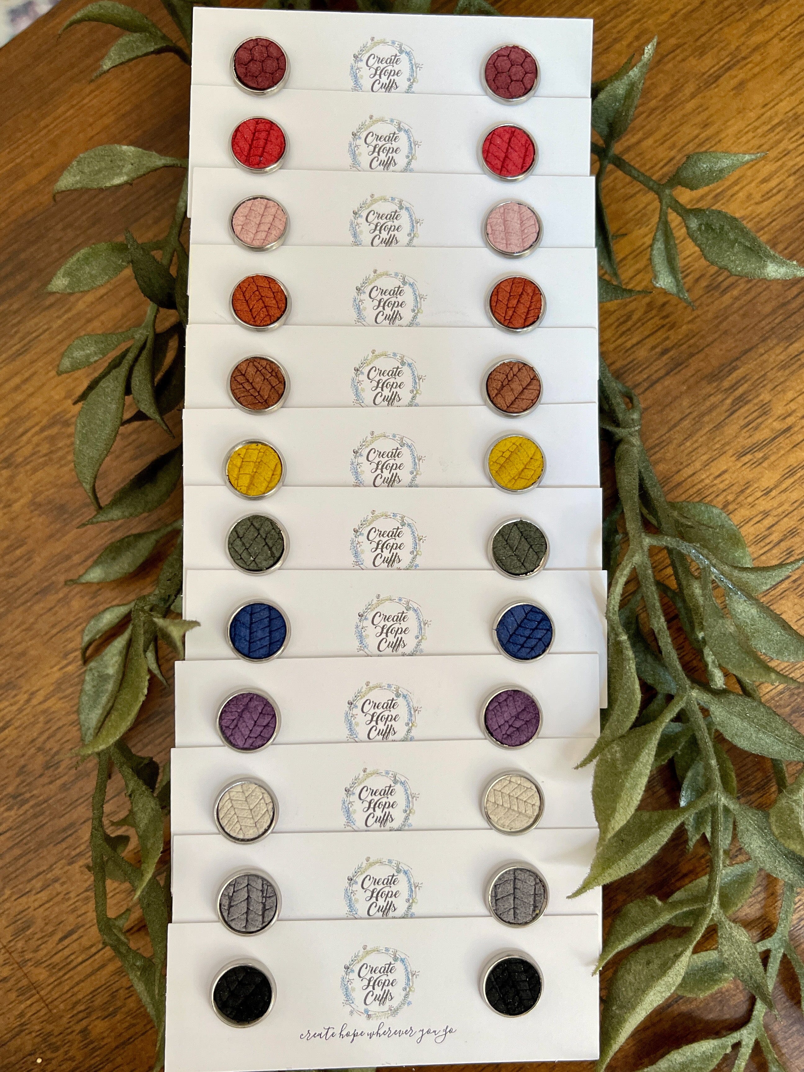 Textured STUD | 10mm | 12 Colors | Leather Earrings, Hypoallergenic Leather Earrings Create Hope Cuffs