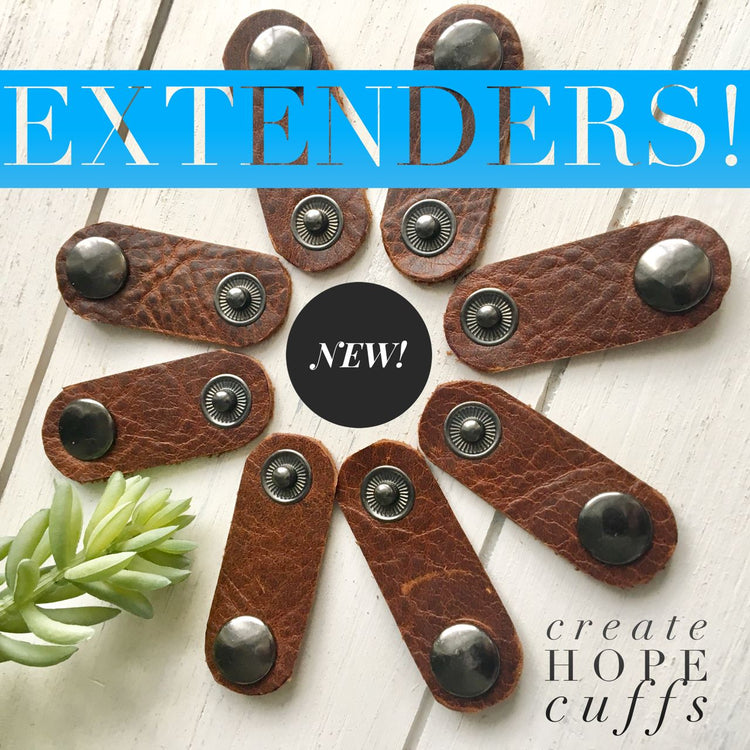 Adjustable 'COURAGEOUS' Metallic Pewter Leather & Double Wrap Bracelet Leather Wrap Create Hope Cuffs