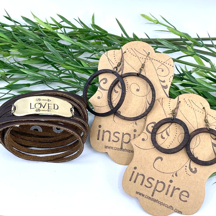 Adjustable LOVED Shredded Leather Double Wraps Bracelet Leather Wrap Create Hope Cuffs