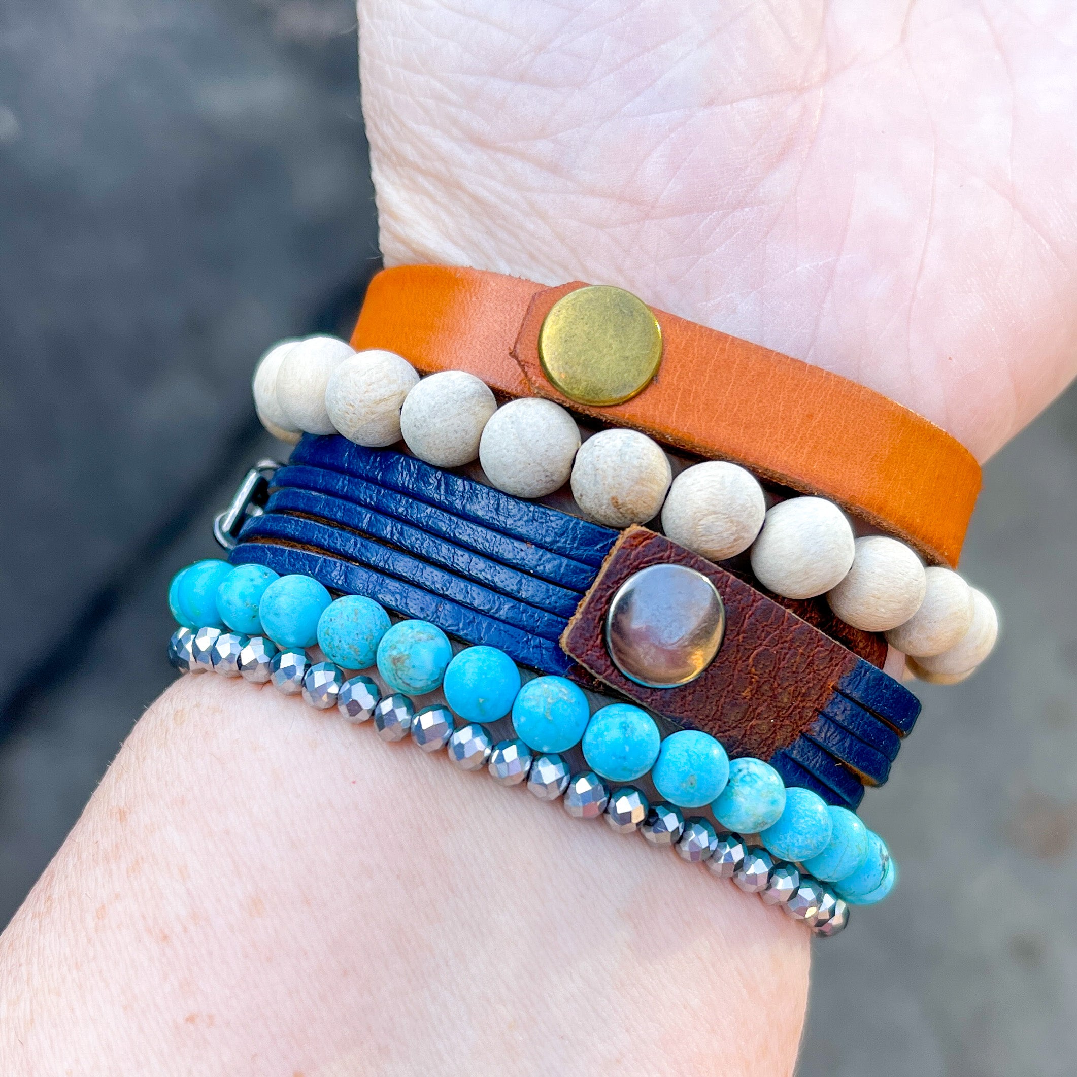 ANCHORED Navy Mini Wrap | Leather Bracelet | Women | Adjustable Leather Wrap Create Hope Cuffs