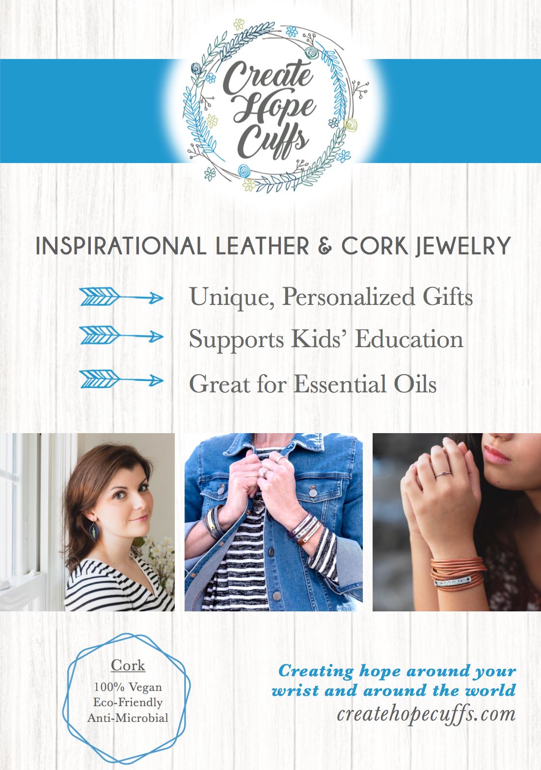 Be Still & Know Black Leather Wrap & Wing Bracelet, adjustable Leather Wrap Create Hope Cuffs