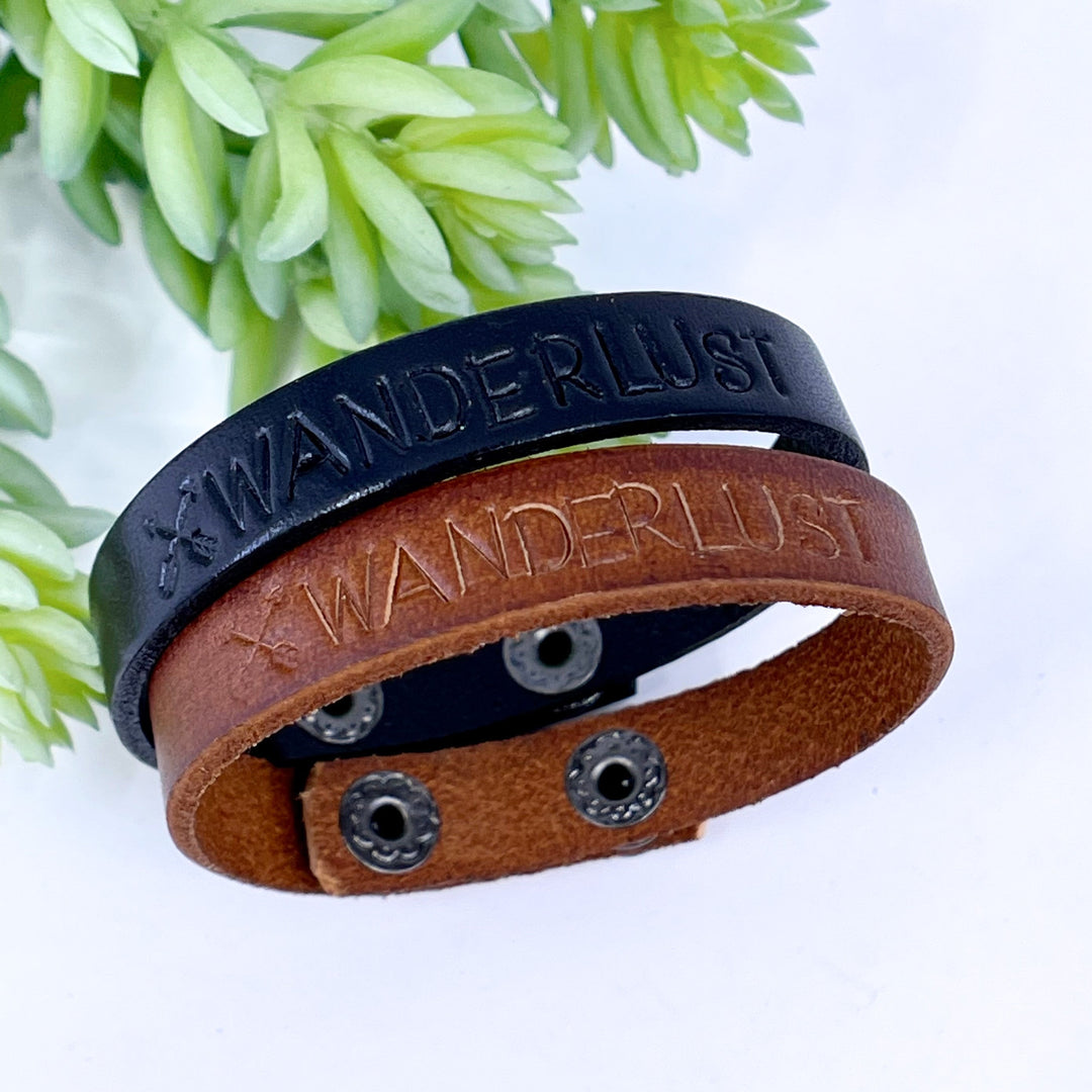 Black or Brown 'WANDERLUST' Leather Skinny Bracelet, adjustable Skinny Bracelets Create Hope Cuffs