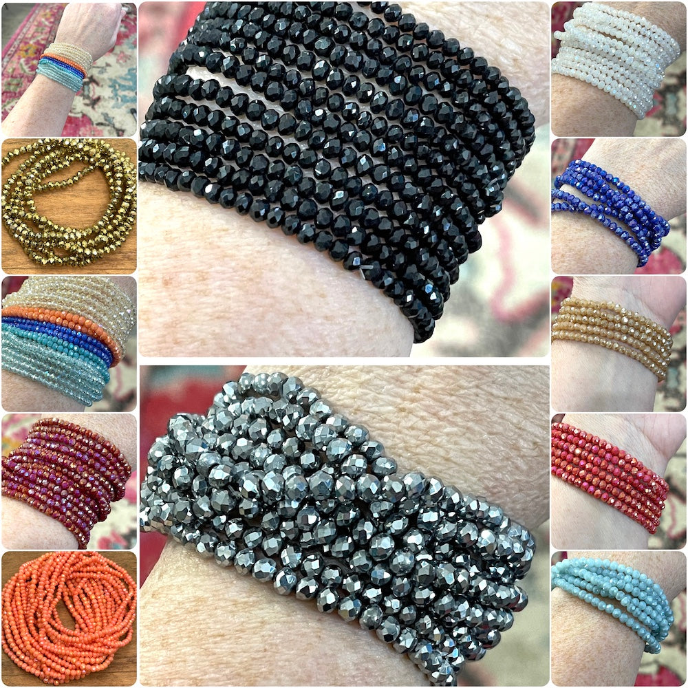 BLiNG Small 4mm Crystal Bead Bracelets, 13 Colors