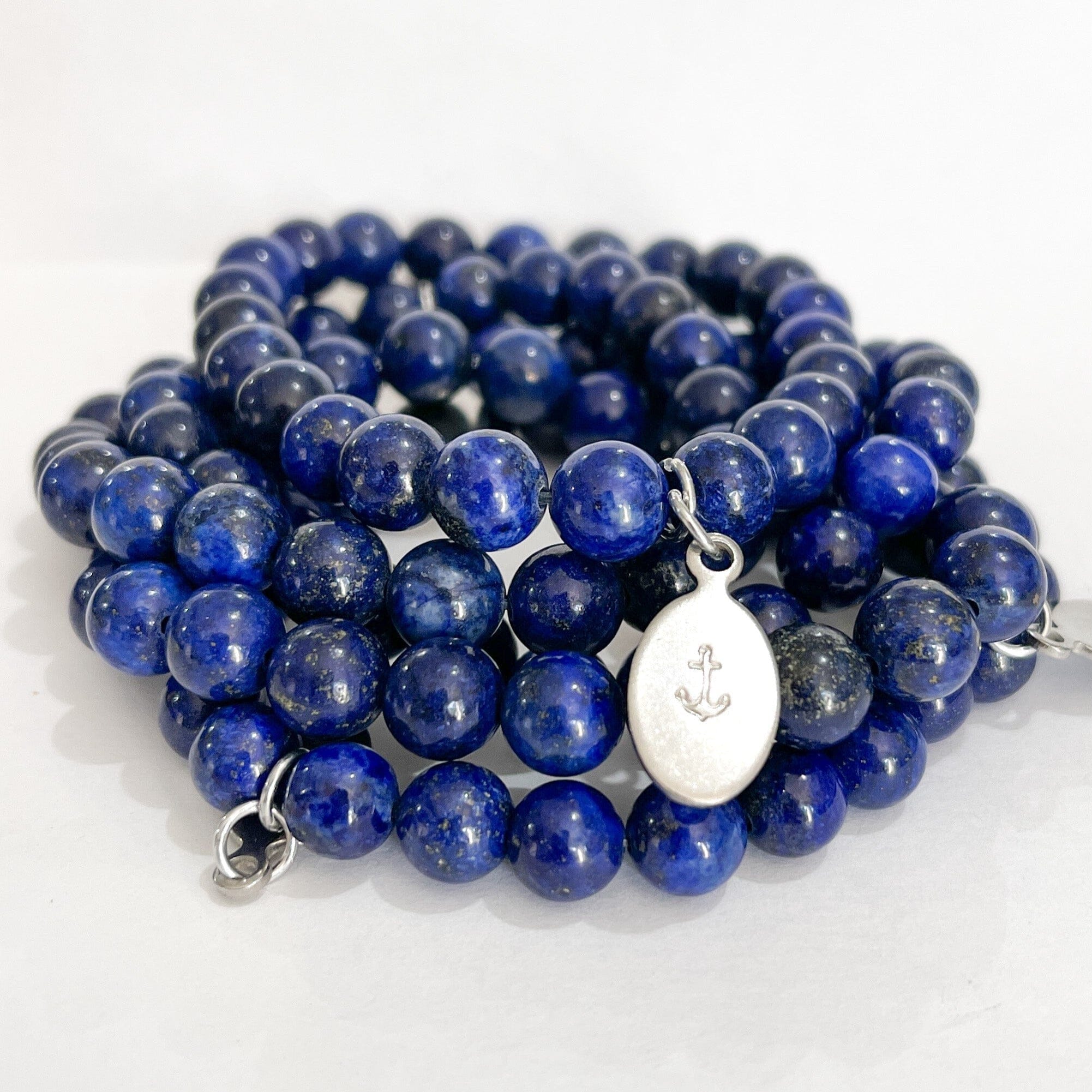Blue Lapis Bead Bracelet | Anchor Charm | 8mm | Natural Gemstone | Womens Bracelets Create Hope Cuffs 