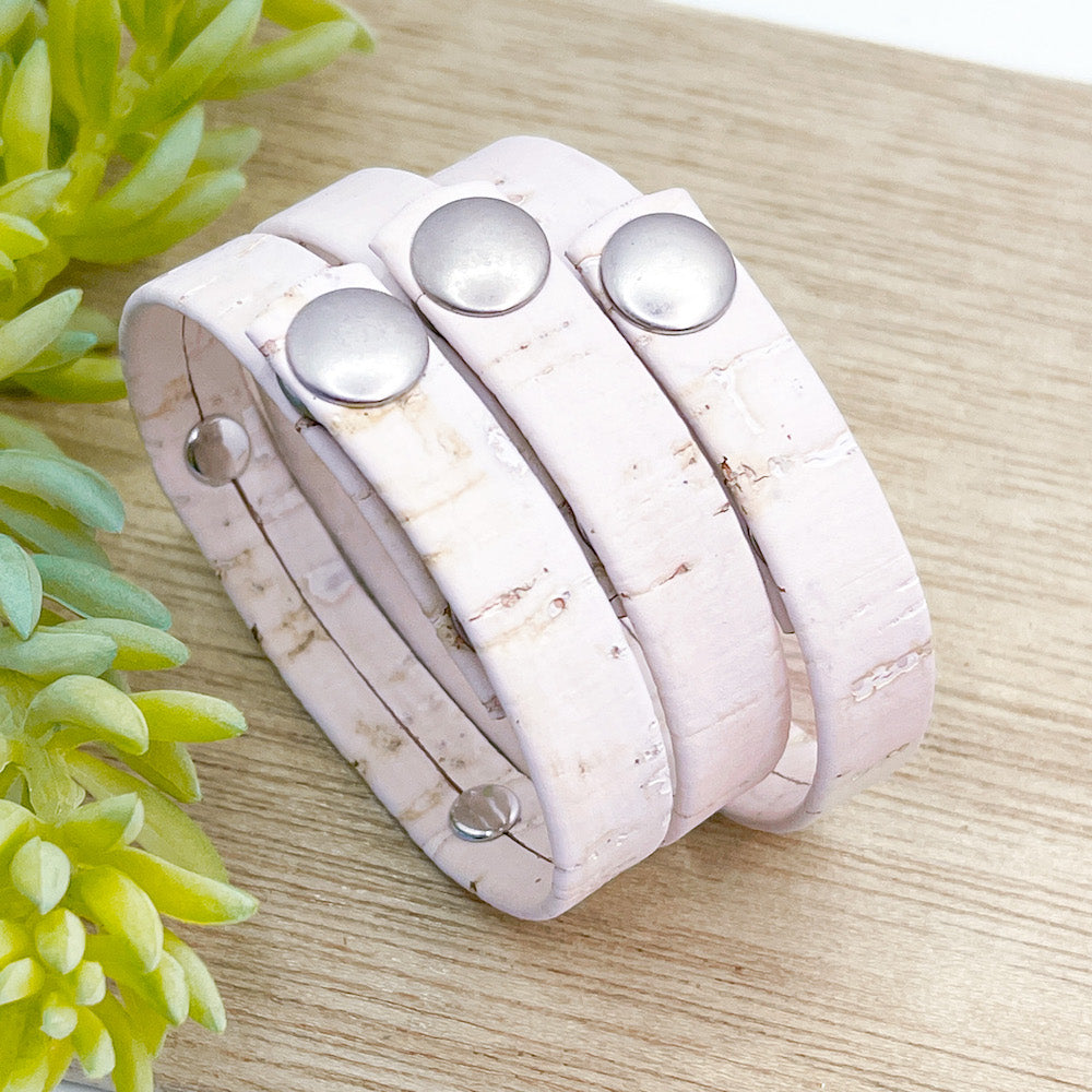 BONUS, ANGEL, FOSTER MOM Cork Skinny Bracelet | Pale Pink | Women Teens | Adjustable Skinny Bracelets Create Hope Cuffs