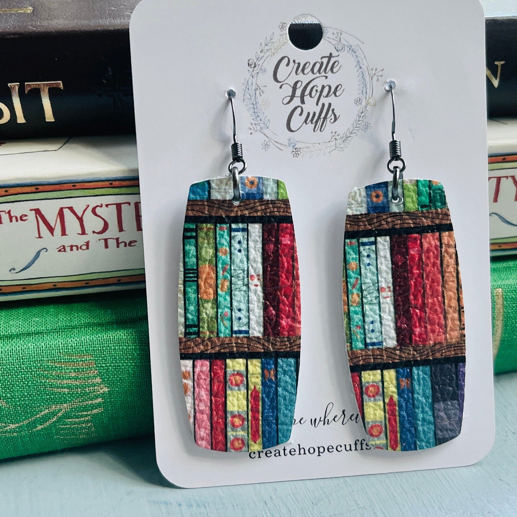 Book Lovers | Leather Earrings | Hypoallergenic | Women Leather Earrings Create Hope Cuffs