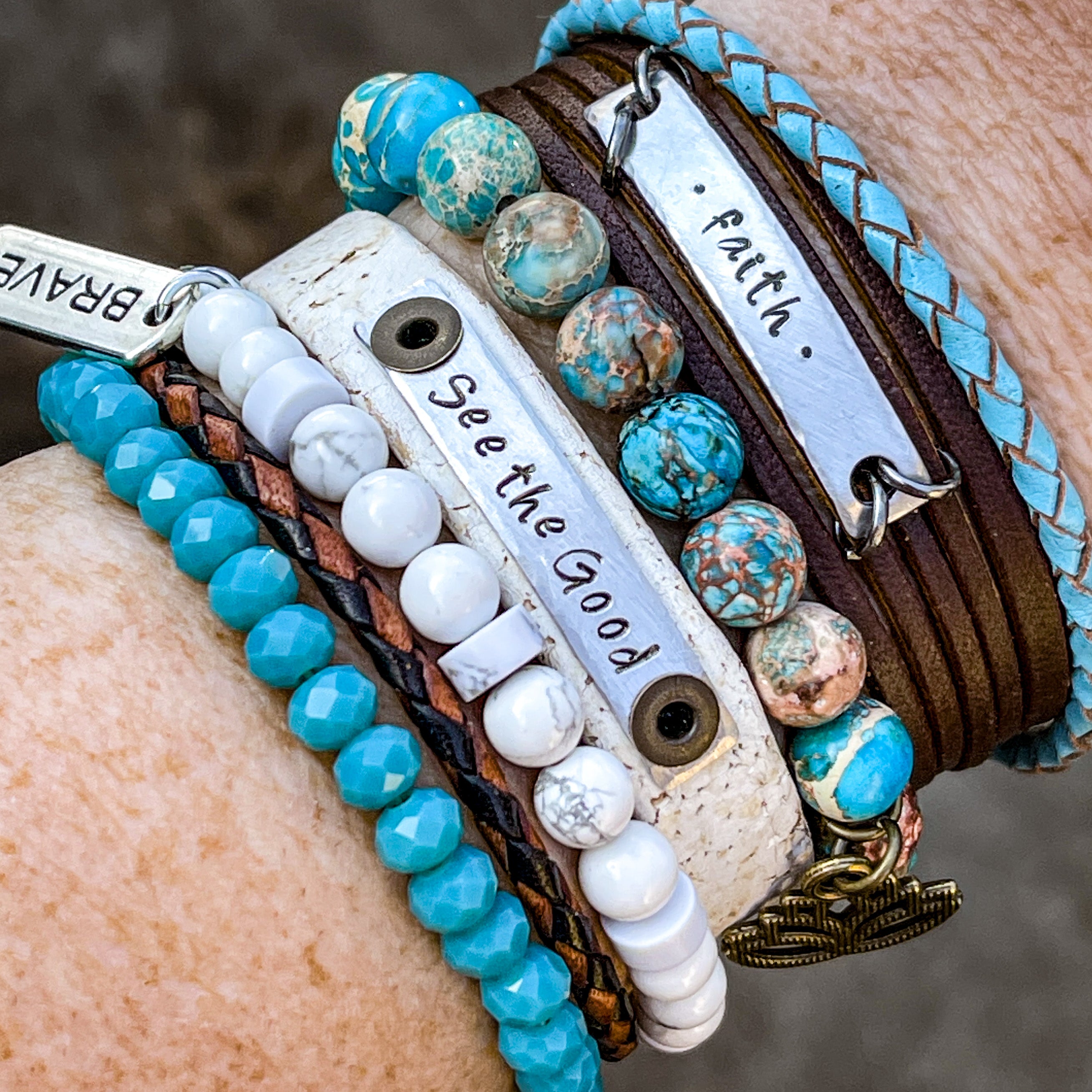 Build-A-MINI-Wrap Leather Bracelet | Personalized | Single Wrap | Womens | Adjustable Leather Wrap Create Hope Cuffs