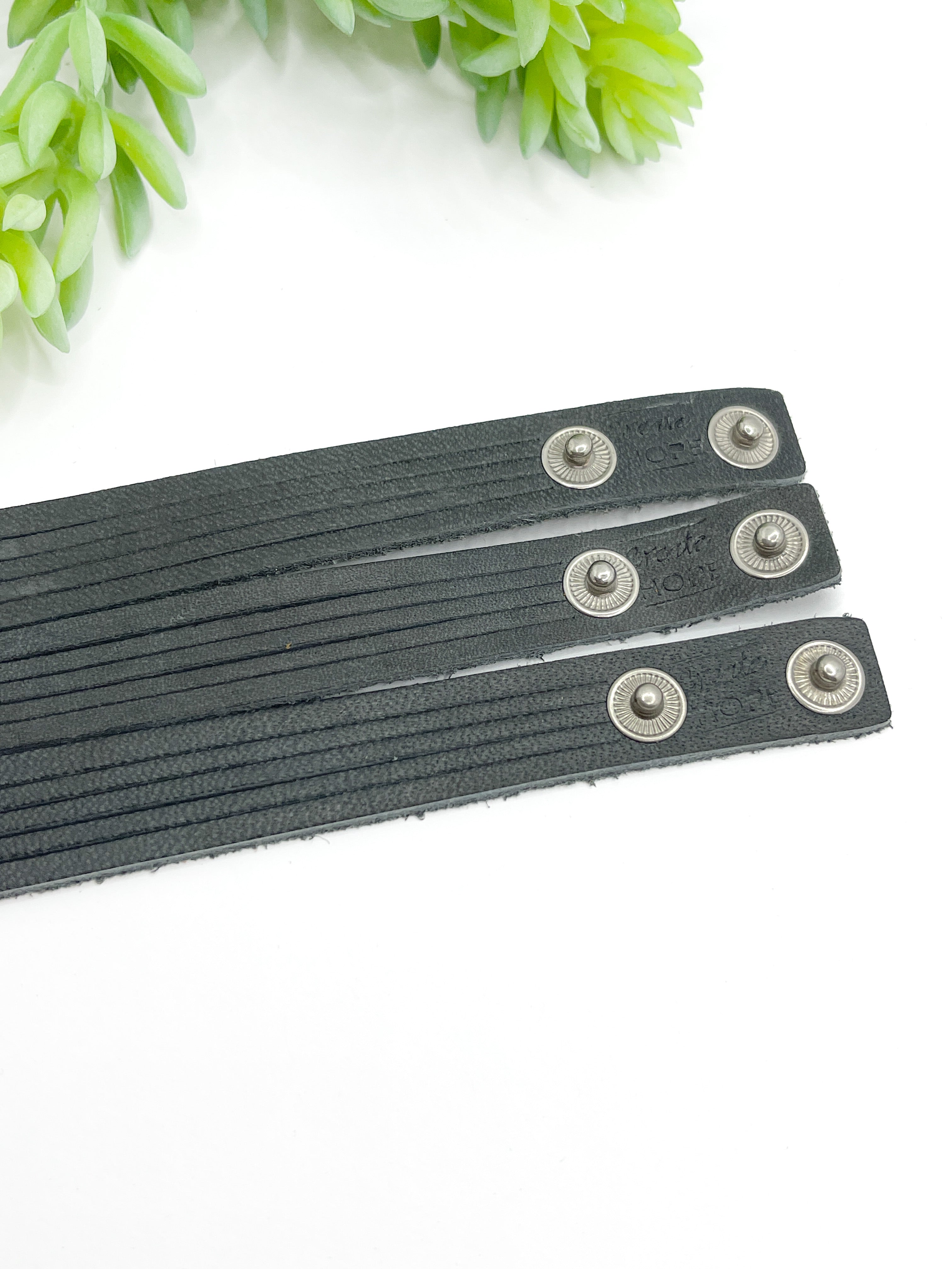 Charcoal Grey MiNi Wrap Personalized Leather Bracelet | Women Teens | Adjustable Leather Wrap Create Hope Cuffs