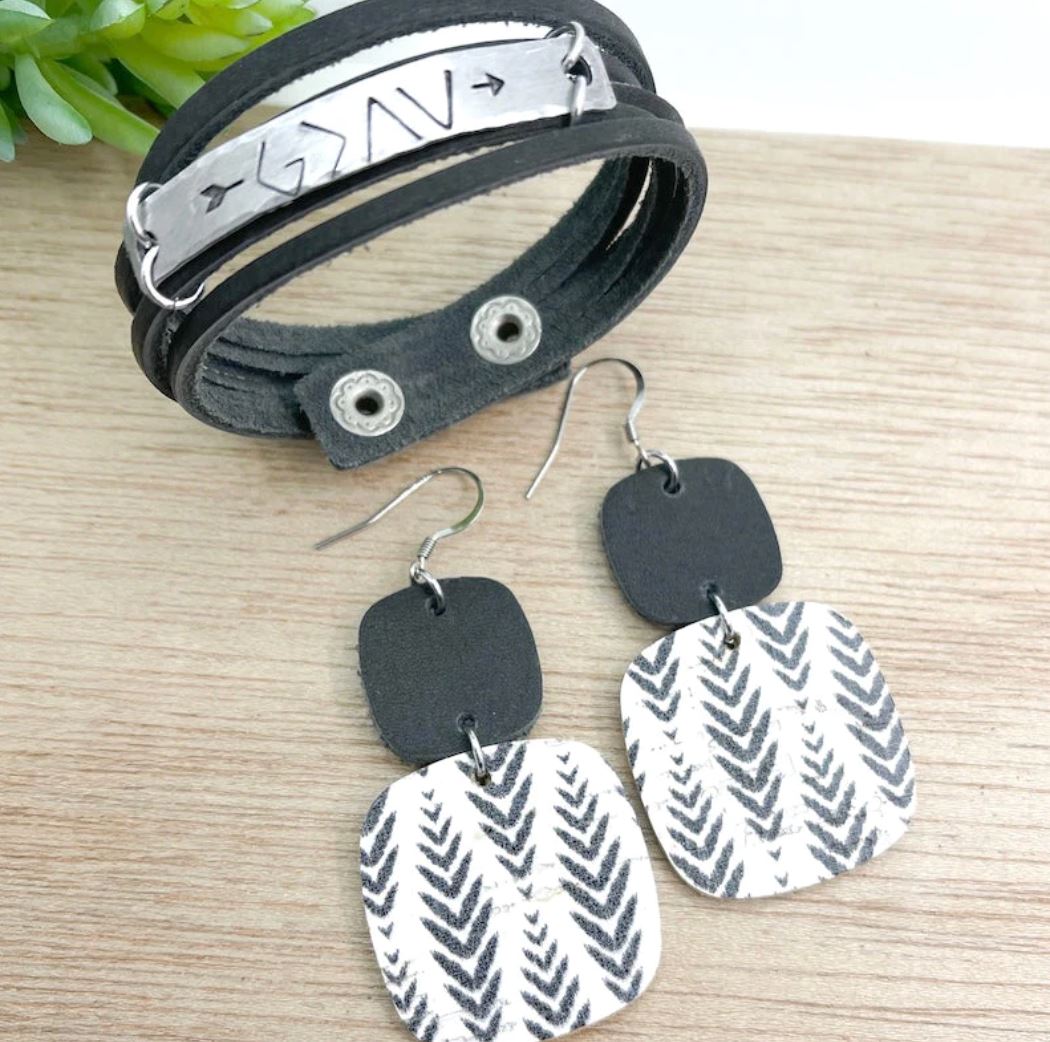 Charcoal Grey MiNi Wrap Personalized Leather Bracelet | Women Teens | Adjustable Leather Wrap Create Hope Cuffs 