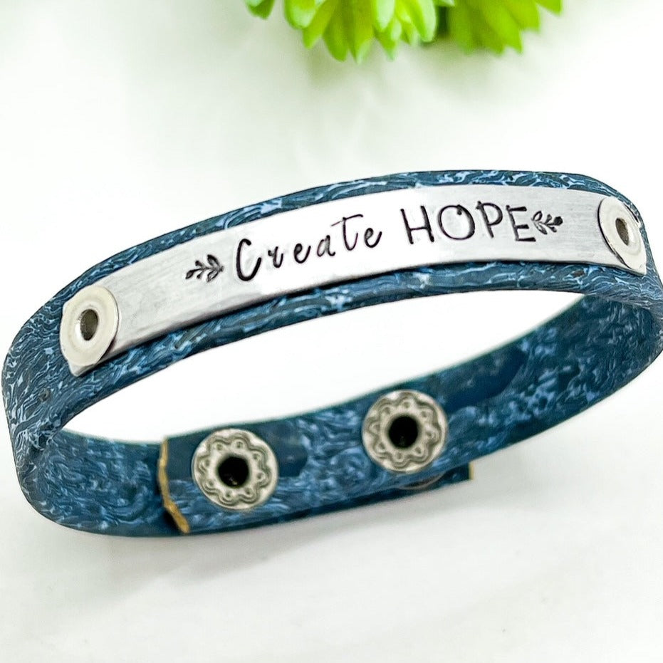 CREATE HOPE | Blue Vein Cork | Skinny Bracelet | Adjustable Skinny Bracelets Create Hope Cuffs