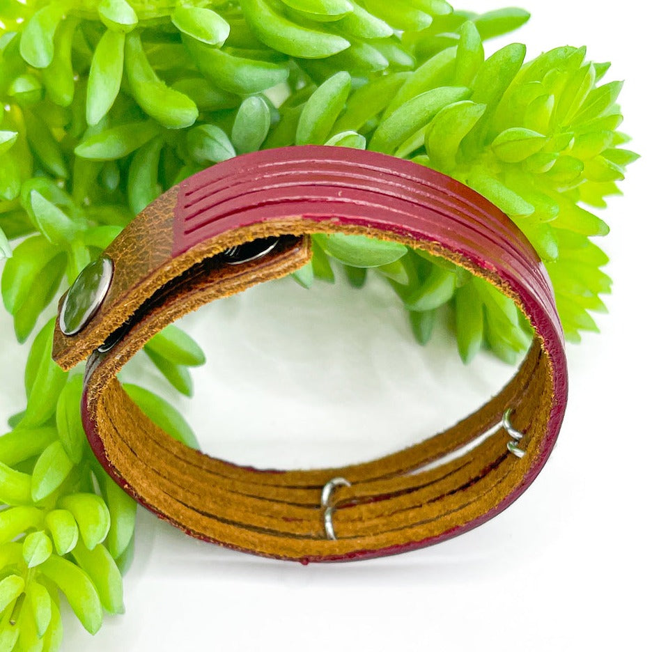 Deep Red SHINE | Twinkle Stars | Mini Leather Wrap Bracelet | Women Teens | Adjustable Leather Wrap Create Hope Cuffs