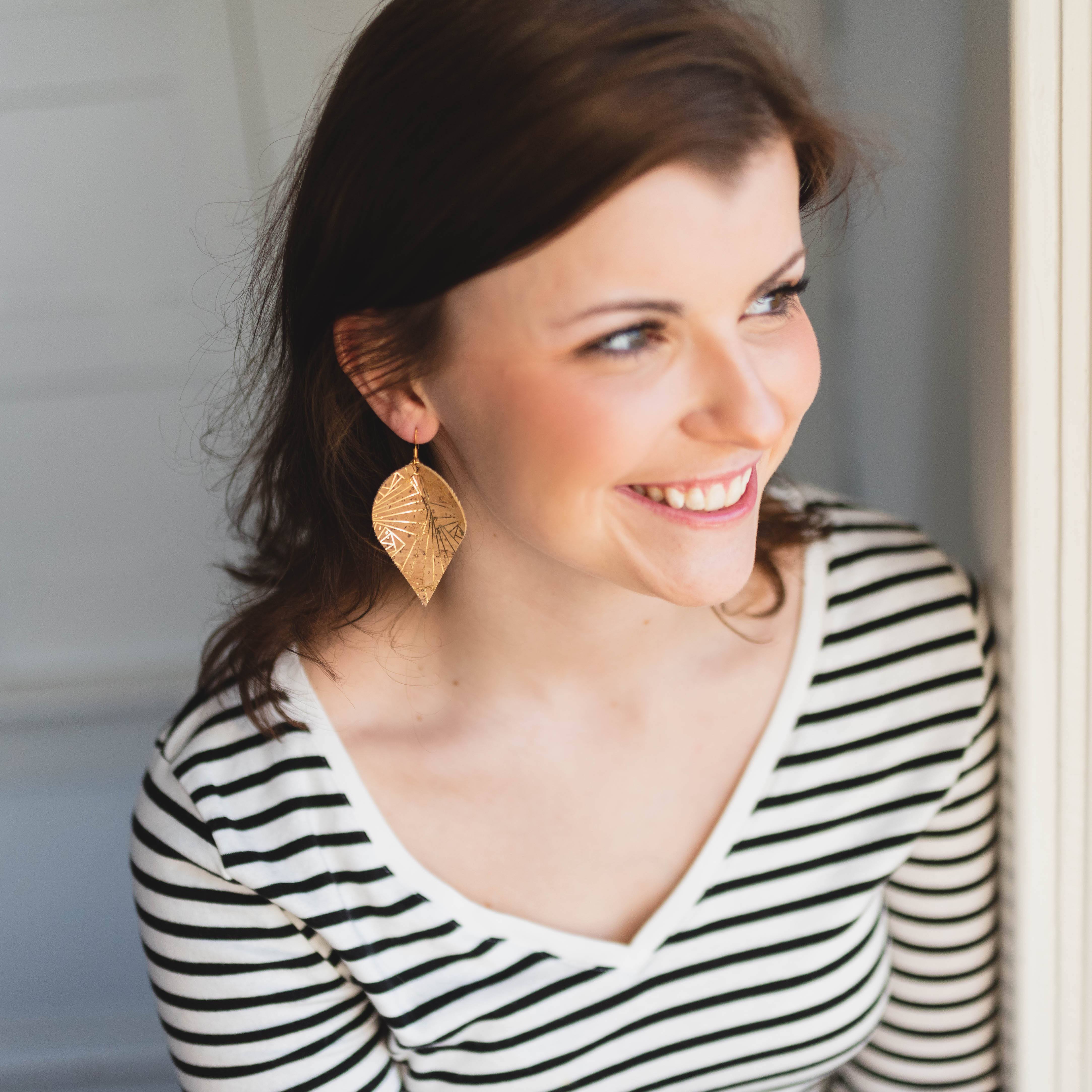 Geo Gold CORK Large Petal Earrings | Vegan Eco-Friendly Cork Earrings Create Hope Cuffs