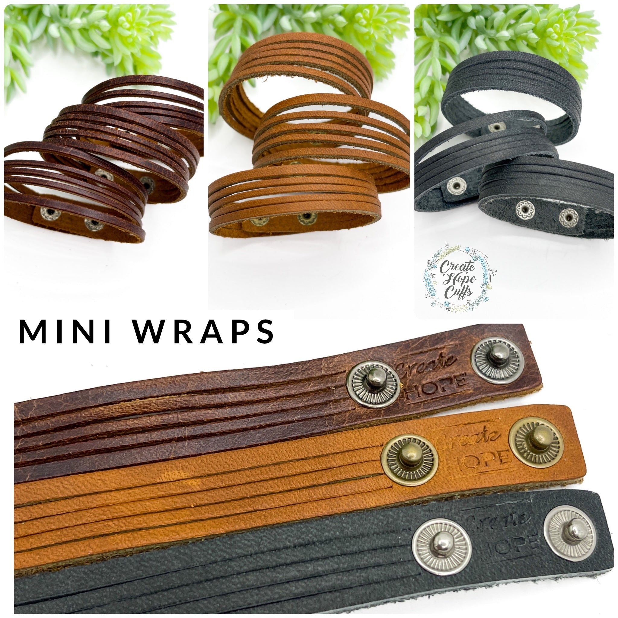 Ginger Spice MiNi Wrap Personalized Leather Bracelet | Women Teens | Adjustable Leather Wrap Create Hope Cuffs