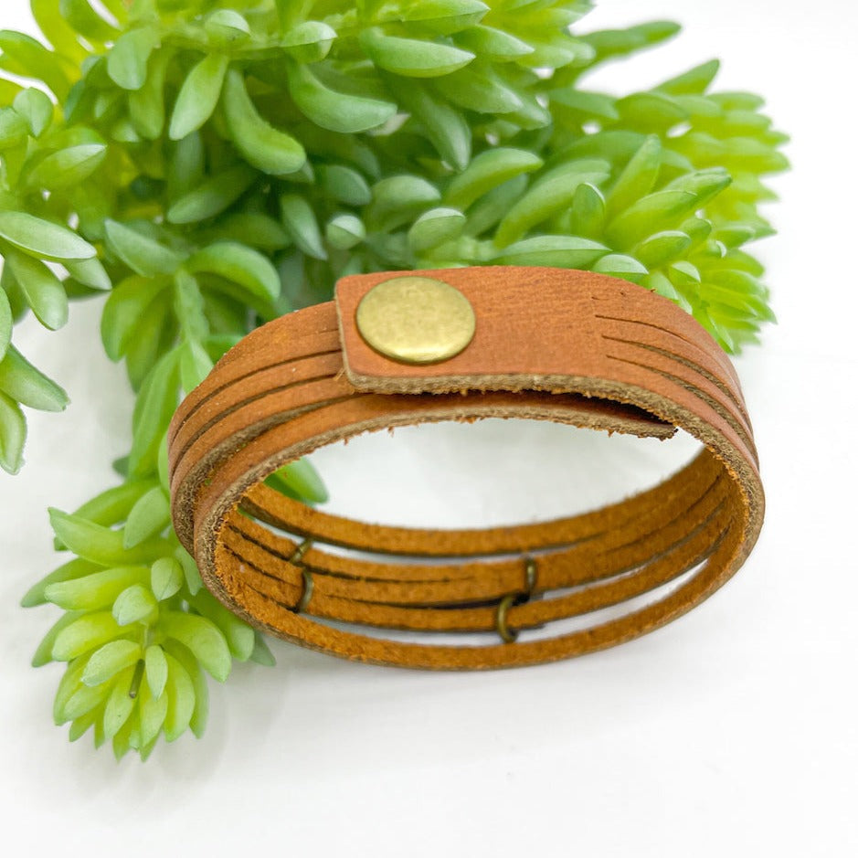 Ginger Spice MiNi Wrap Personalized Leather Bracelet | Women Teens | Adjustable Leather Wrap Create Hope Cuffs