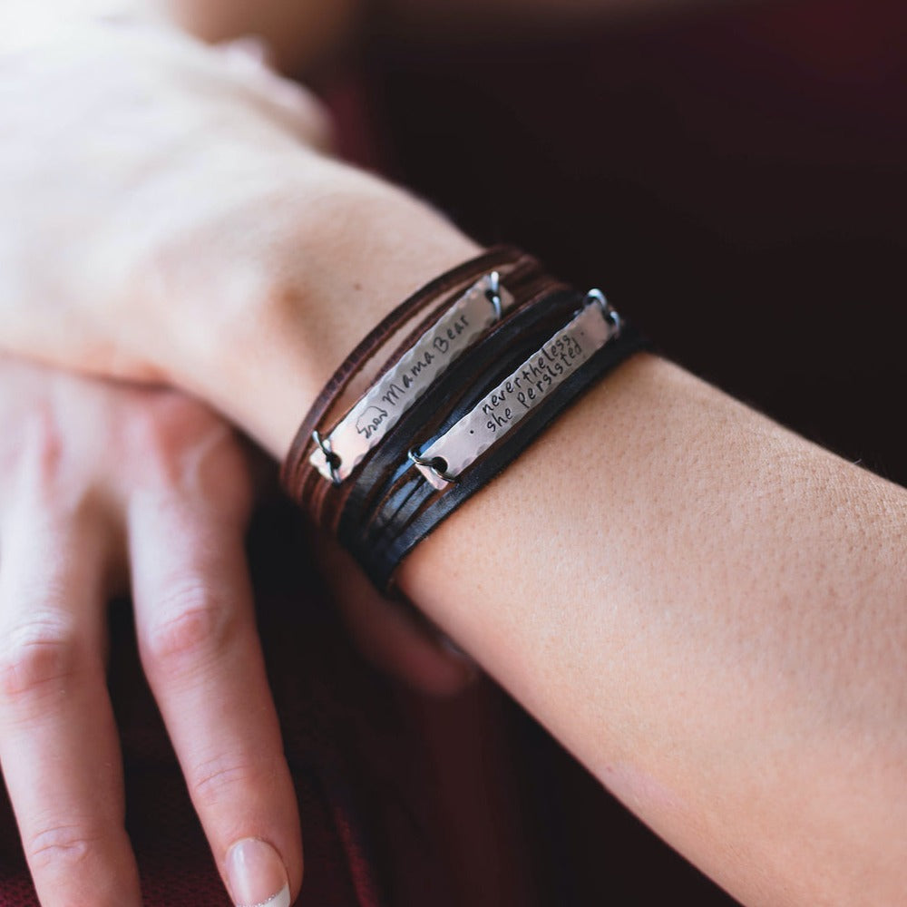 Ginger Spice MiNi Wrap Personalized Leather Bracelet | Women Teens | Adjustable Leather Wrap Create Hope Cuffs