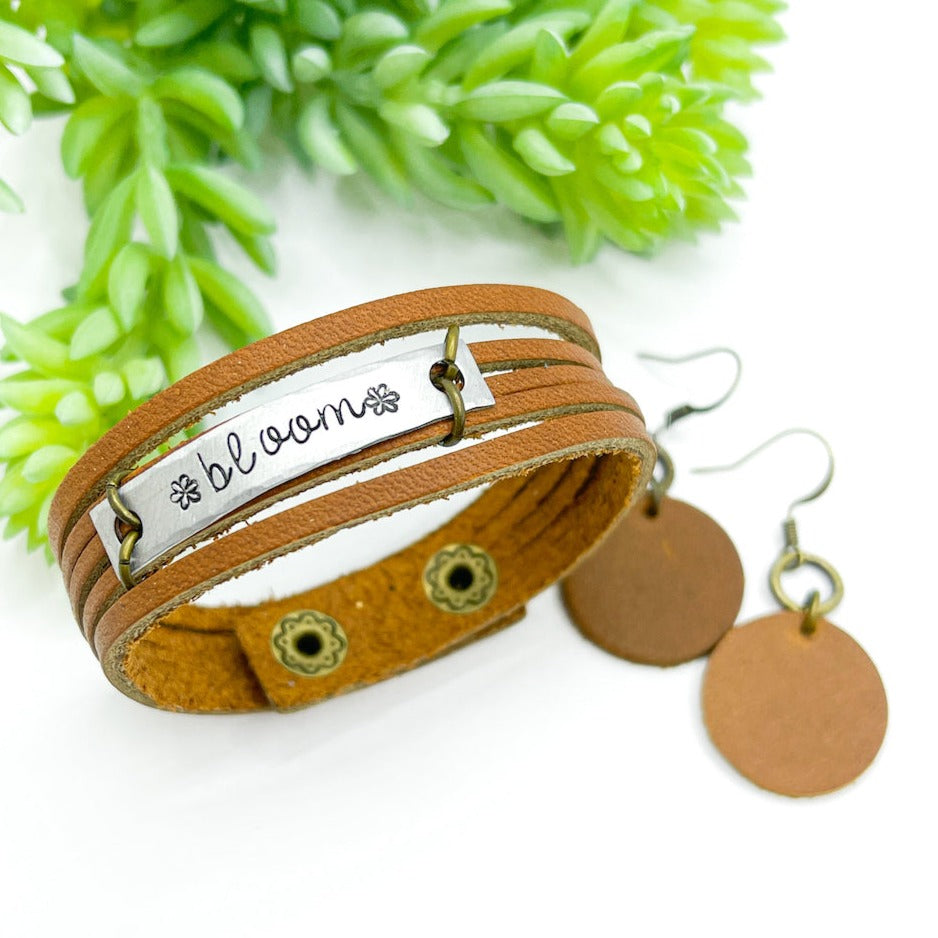 Ginger Spice MiNi Wrap Personalized Leather Bracelet | Women Teens | Adjustable Leather Wrap Create Hope Cuffs