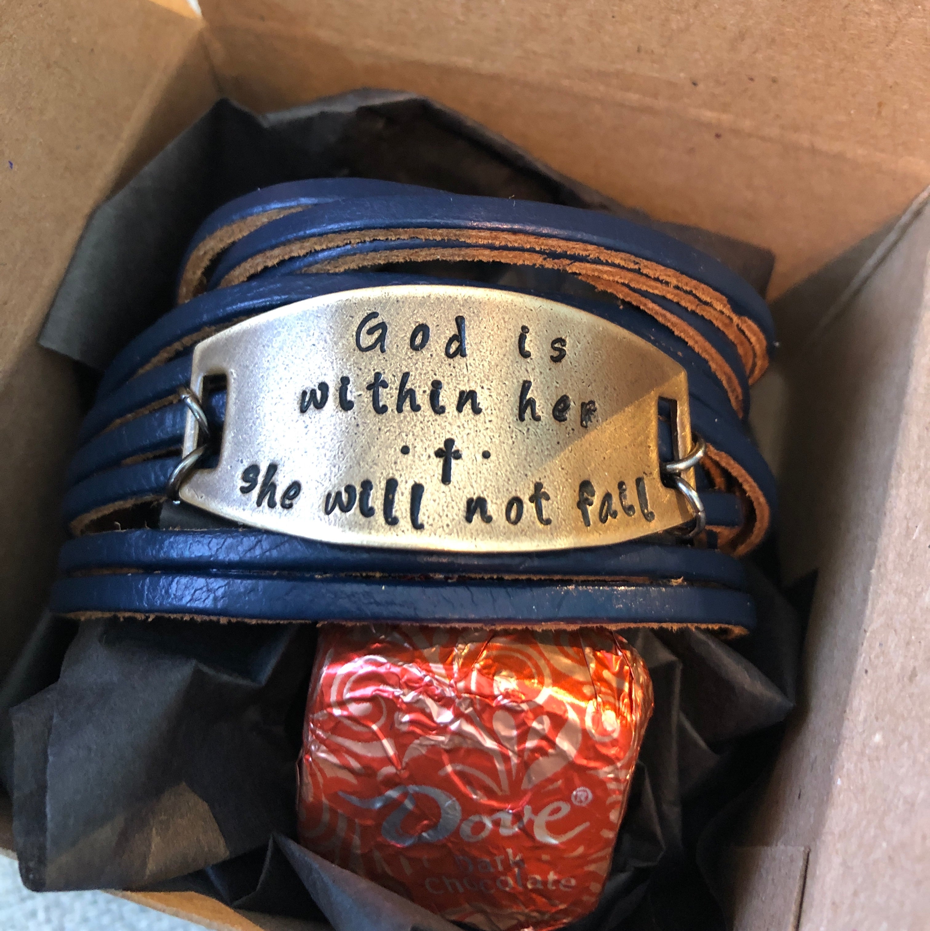 GOD IS WITHIN HER Leather Wrap & Bronze Bracelet, 11 color options, adjustable Leather Wrap Create Hope Cuffs