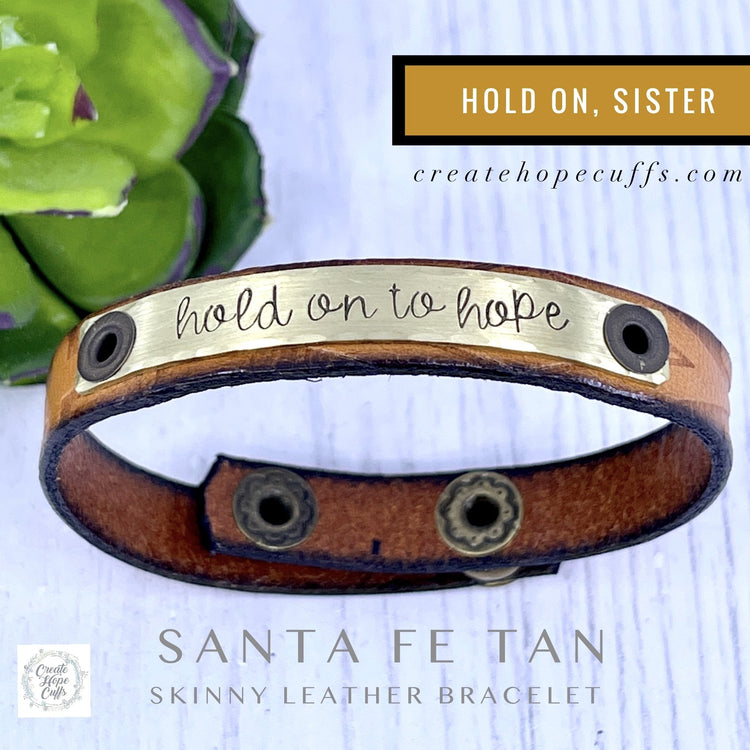 HOLD ON TO HOPE Southwest Leather Skinny Bracelet | 4 colors | Adjustable Skinny Bracelets Create Hope Cuffs