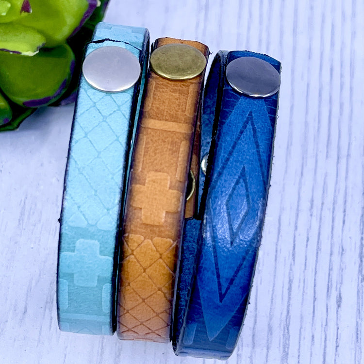 HOLD ON TO HOPE Southwest Leather Skinny Bracelet | 4 colors | Adjustable Skinny Bracelets Create Hope Cuffs