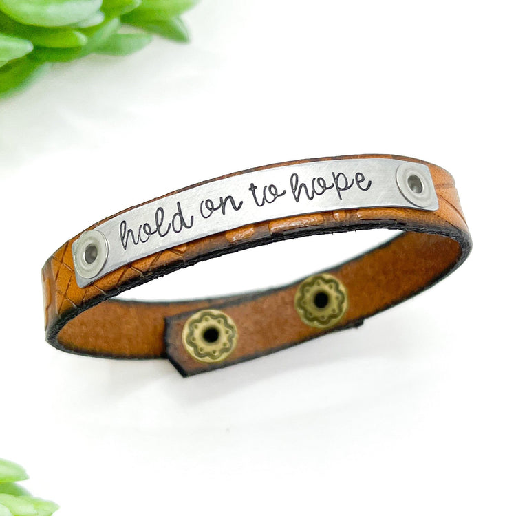 HOLD ON TO HOPE Southwest Leather Skinny Bracelet | 4 colors | Adjustable Skinny Bracelets Create Hope Cuffs