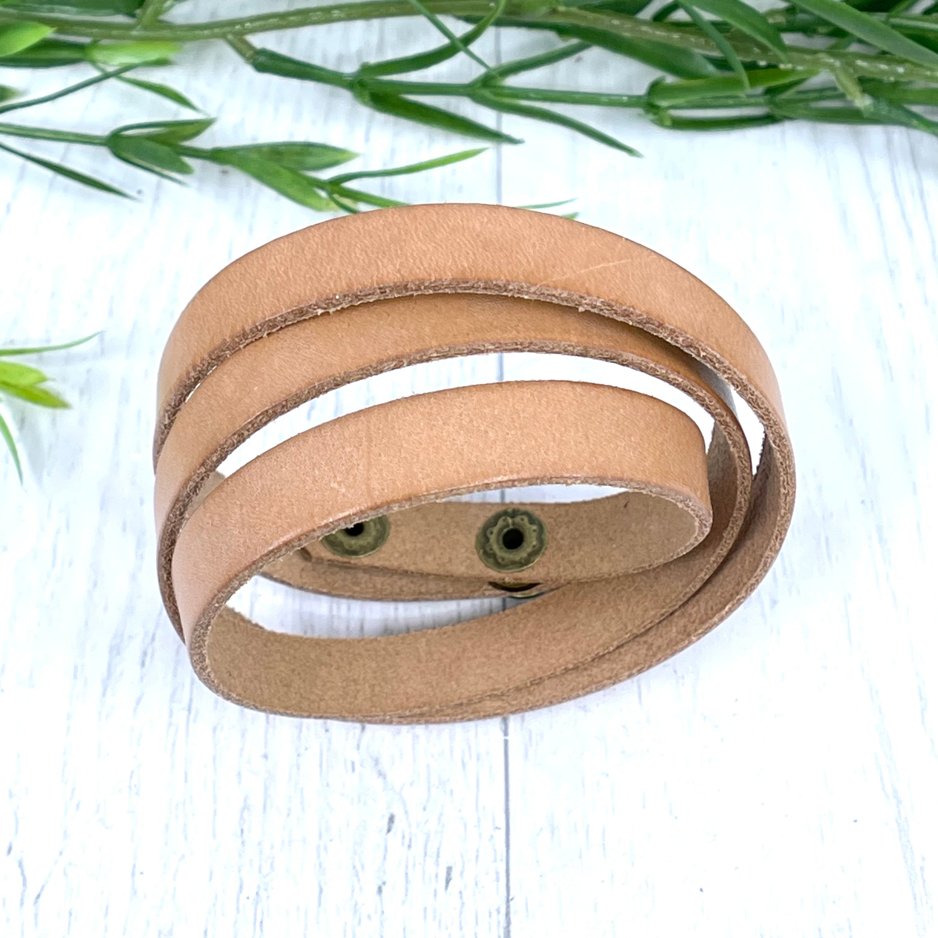 Limited Edition: Triple Wrap Natural Tan Leather Wrap Bracelet, adjustable Leather Wrap Create Hope Cuffs