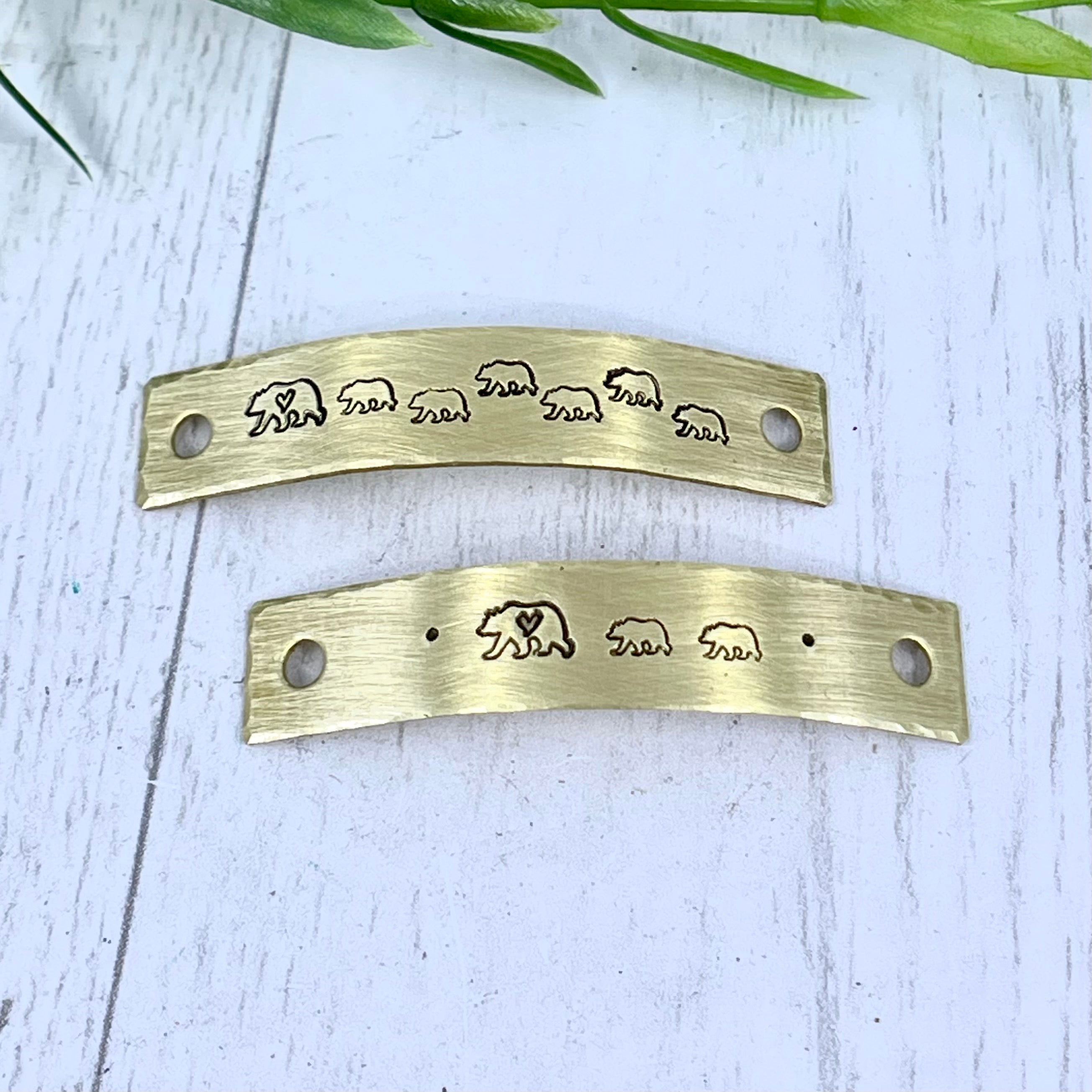 Mama & Baby Bears Black Leather Wrap & Brass Bar Bracelet, adjustable Leather Wrap Create Hope Cuffs